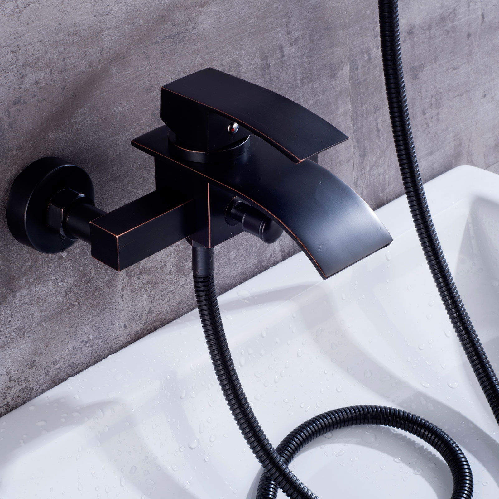 Wovier Waterfall Wall Mounted Waterfall Tub Filler with Hand Shower W8804