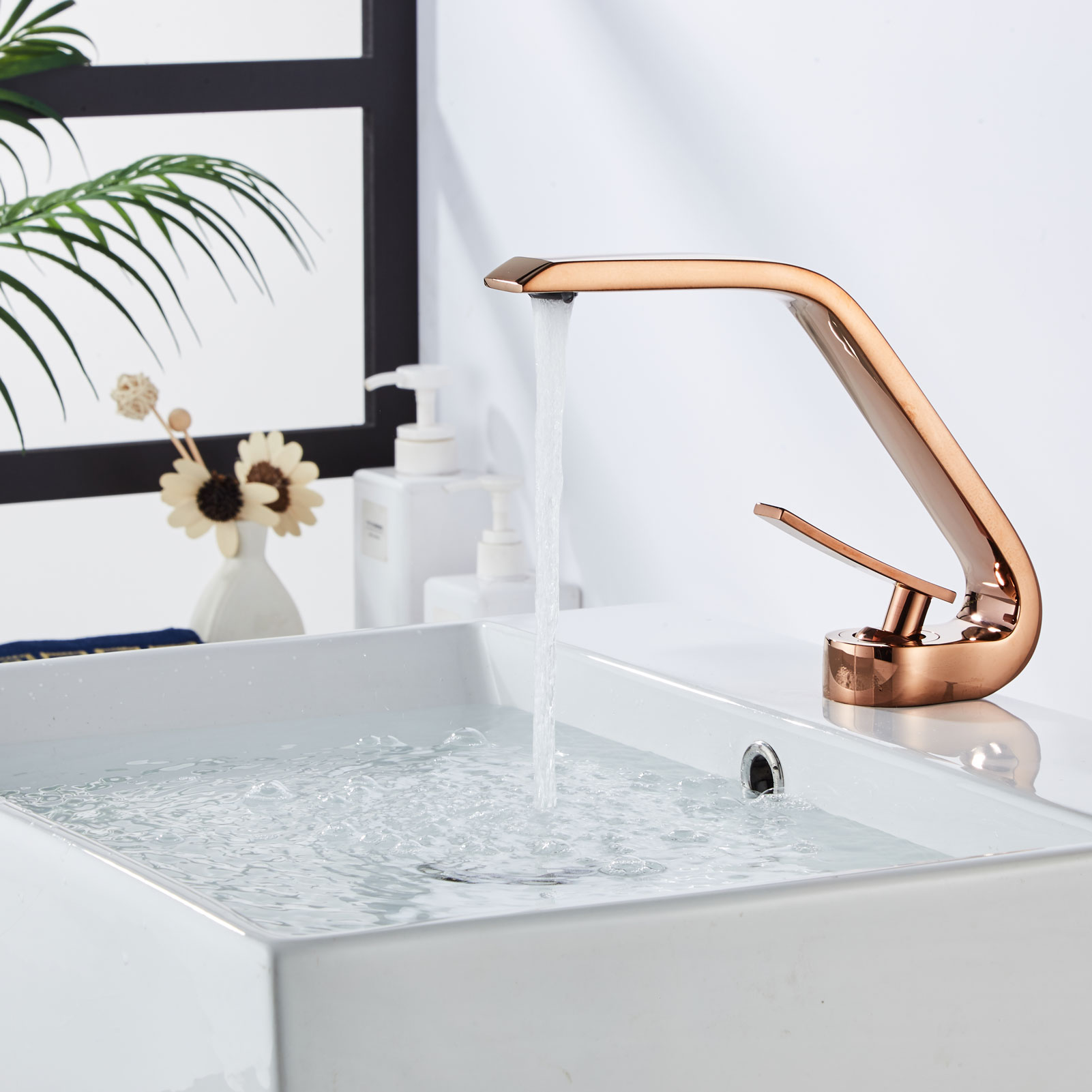 Wovier Bathroom Sink Faucet with Supply Hose,Single Handle Single Hole Lavatory Faucet W8348-10