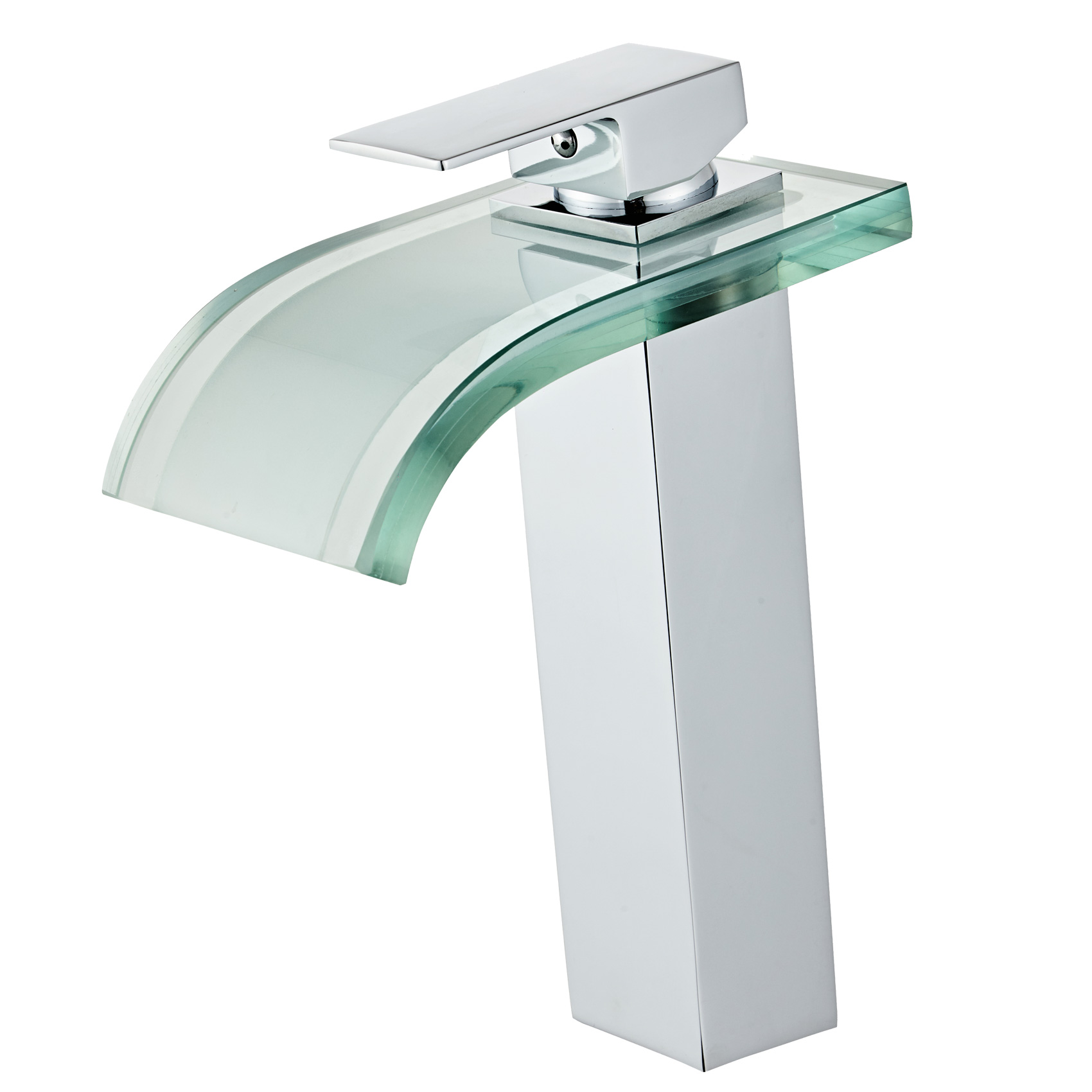 Wovier Waterfall Vessel Faucet, Single Handle Single Hole glass Bathroom Faucet - w8108-7