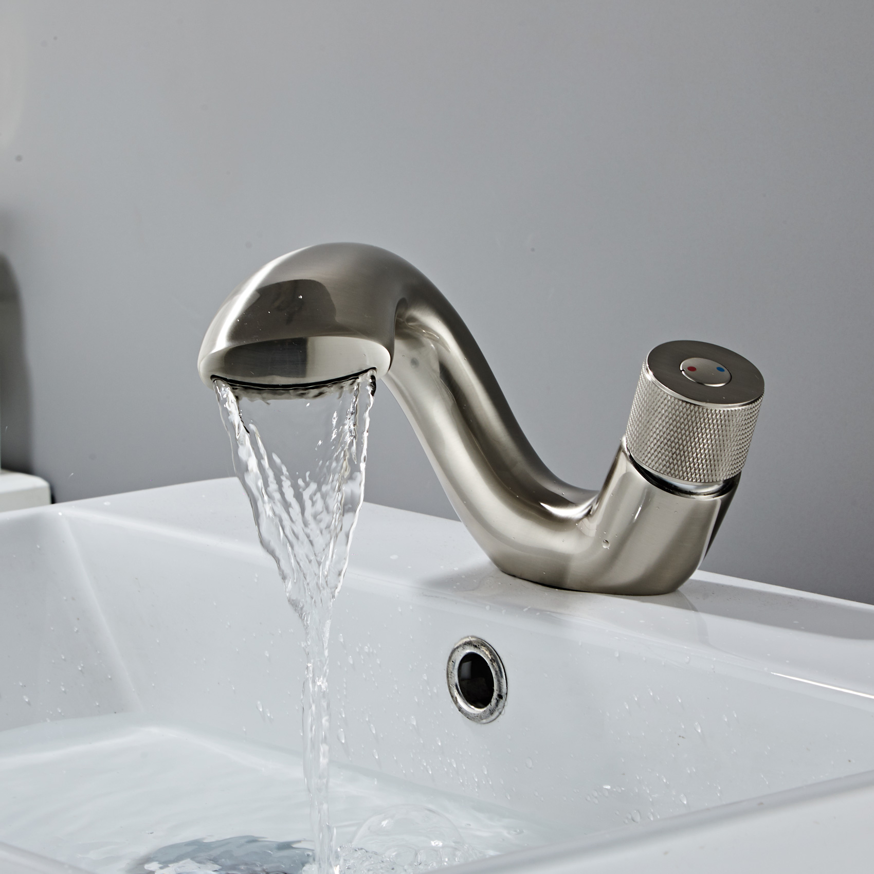 Wovier Waterfall Bathroom Sink Faucet,Single Handle Single Hole Faucet-W8211-15