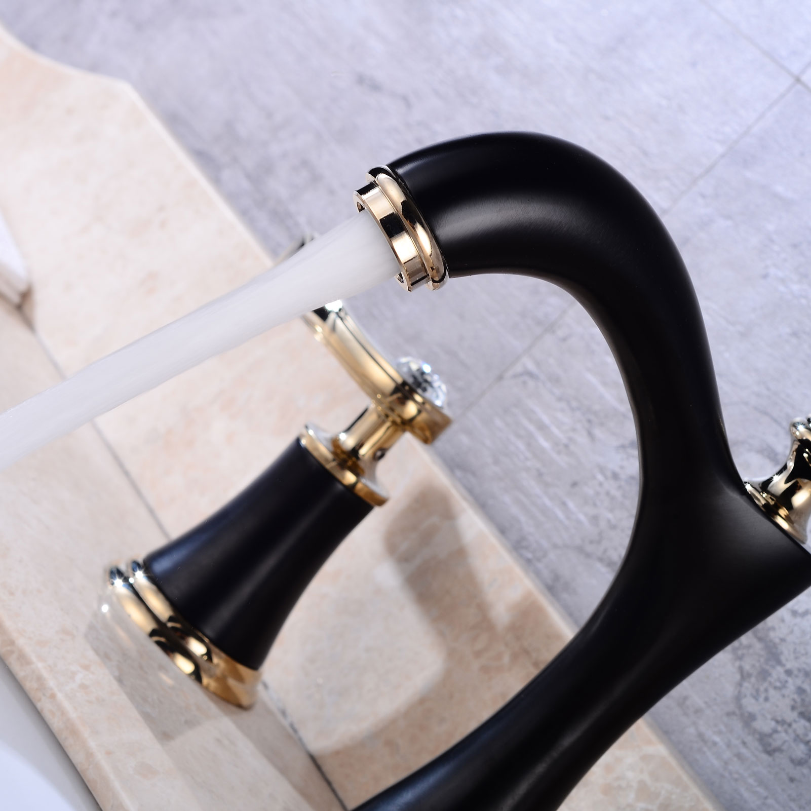 Wovier Widespread Faucet with Supply Hose,Three Handle Two Hole Bathroom Faucet W8408-3