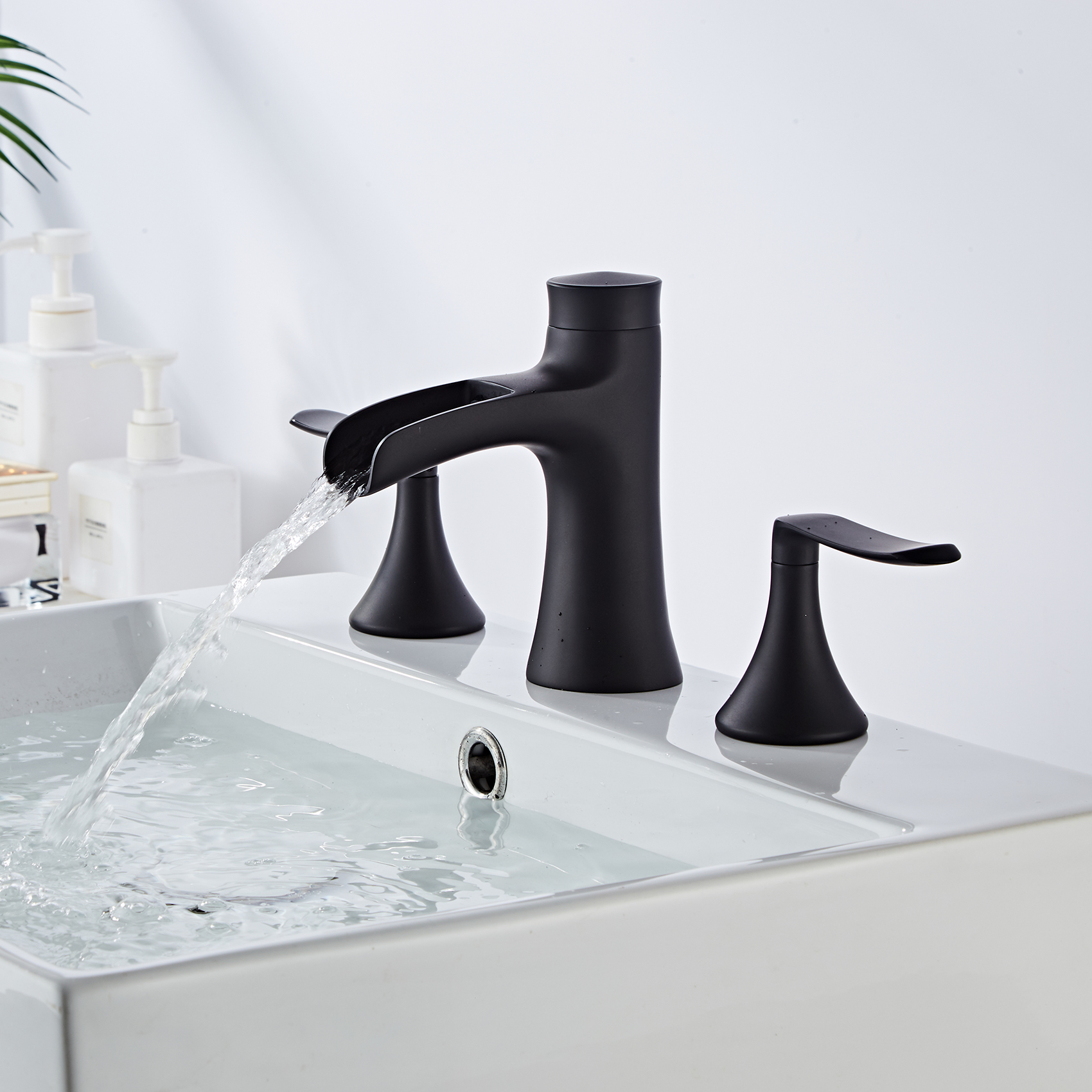 Wovier Widespread Faucet,Three Handle Two Hole Bathroom sink Faucet-W8416-01