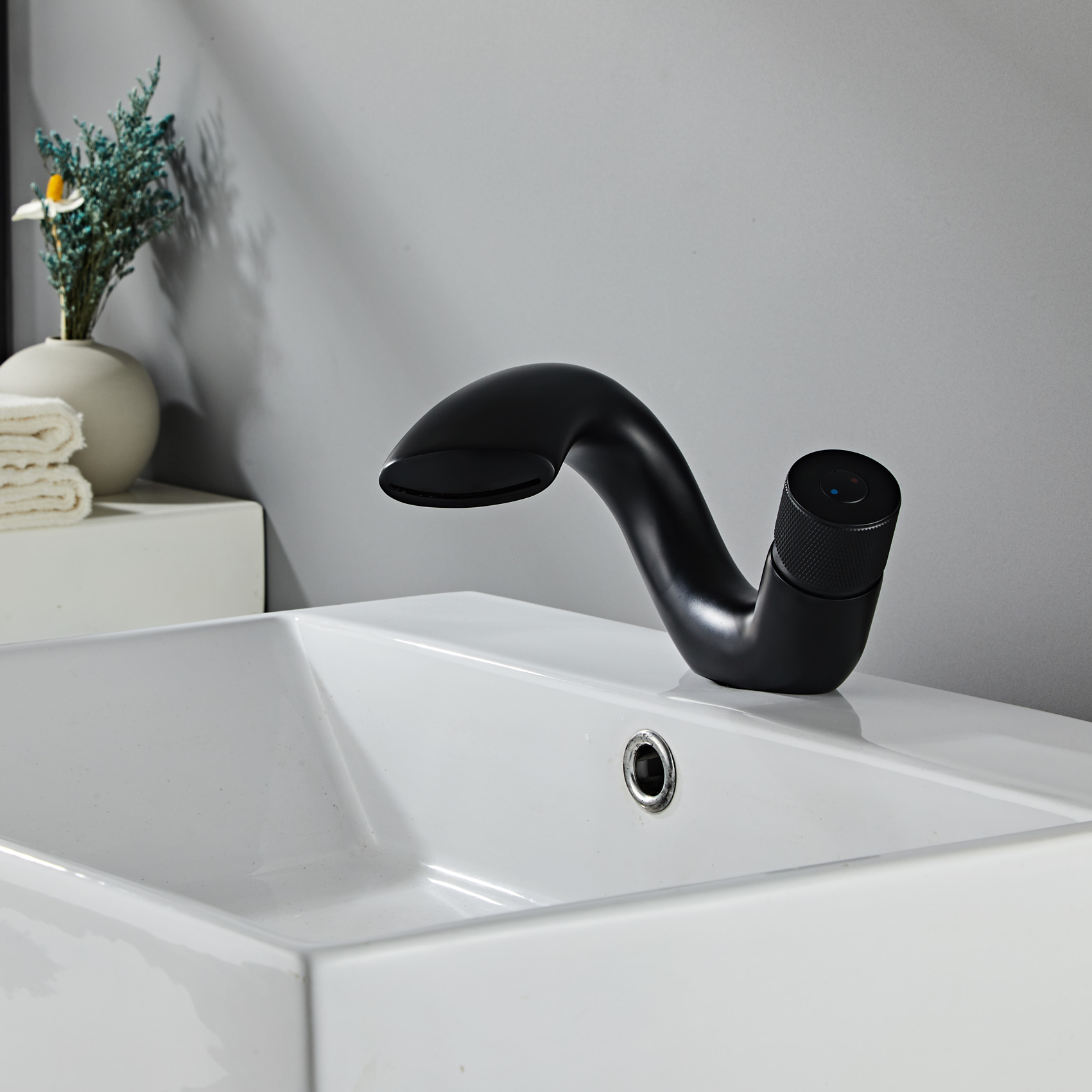 Wovier Waterfall Bathroom Sink Faucet,Single Handle Single Hole Faucet-W8211-2