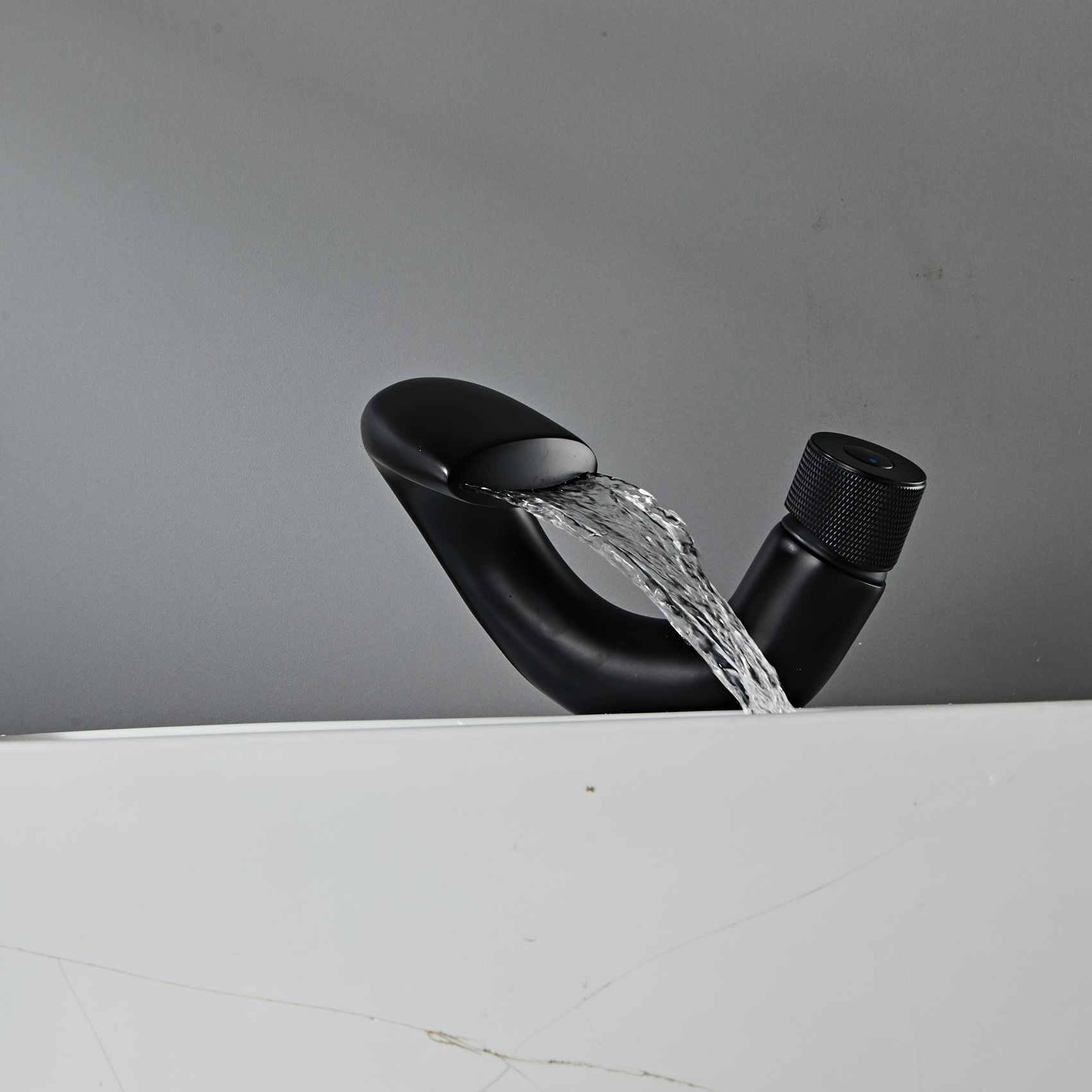 Wovier Waterfall Bathroom Sink Faucet,Single Handle Single Hole Faucet-W8211-17