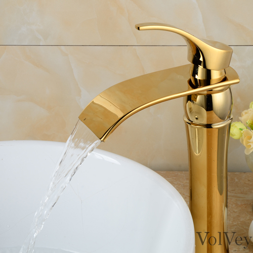 Wovier Waterfall Vessel Faucet, Single Handle Single Hole Bathroom Faucet - w8241-17