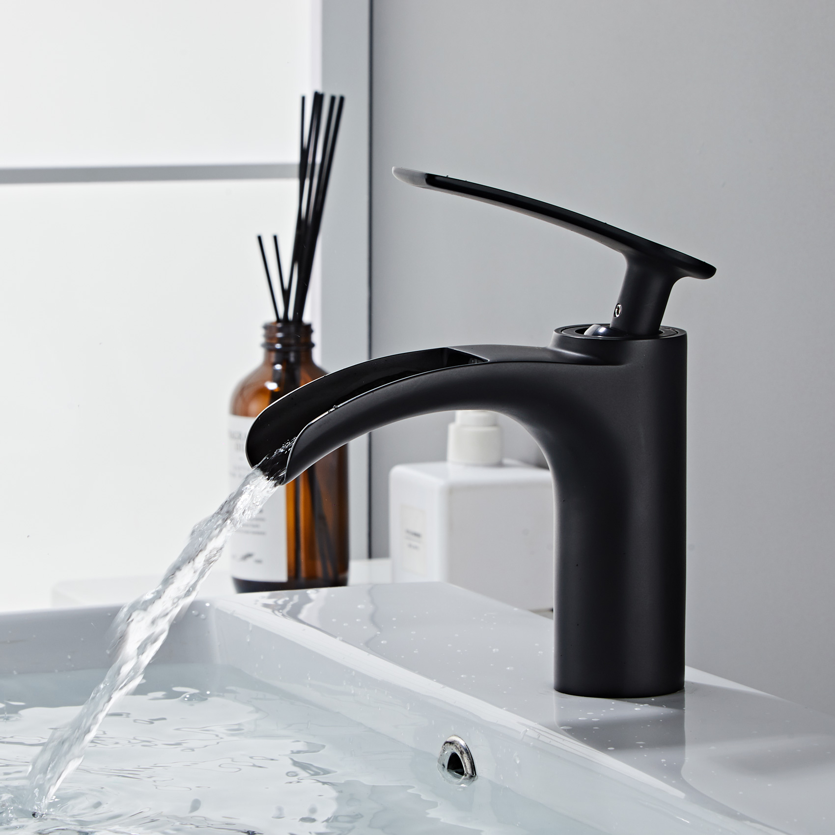 Wovier Waterfall Bathroom Sink Faucet,Single Handle Single Hole Faucet- W8252-1