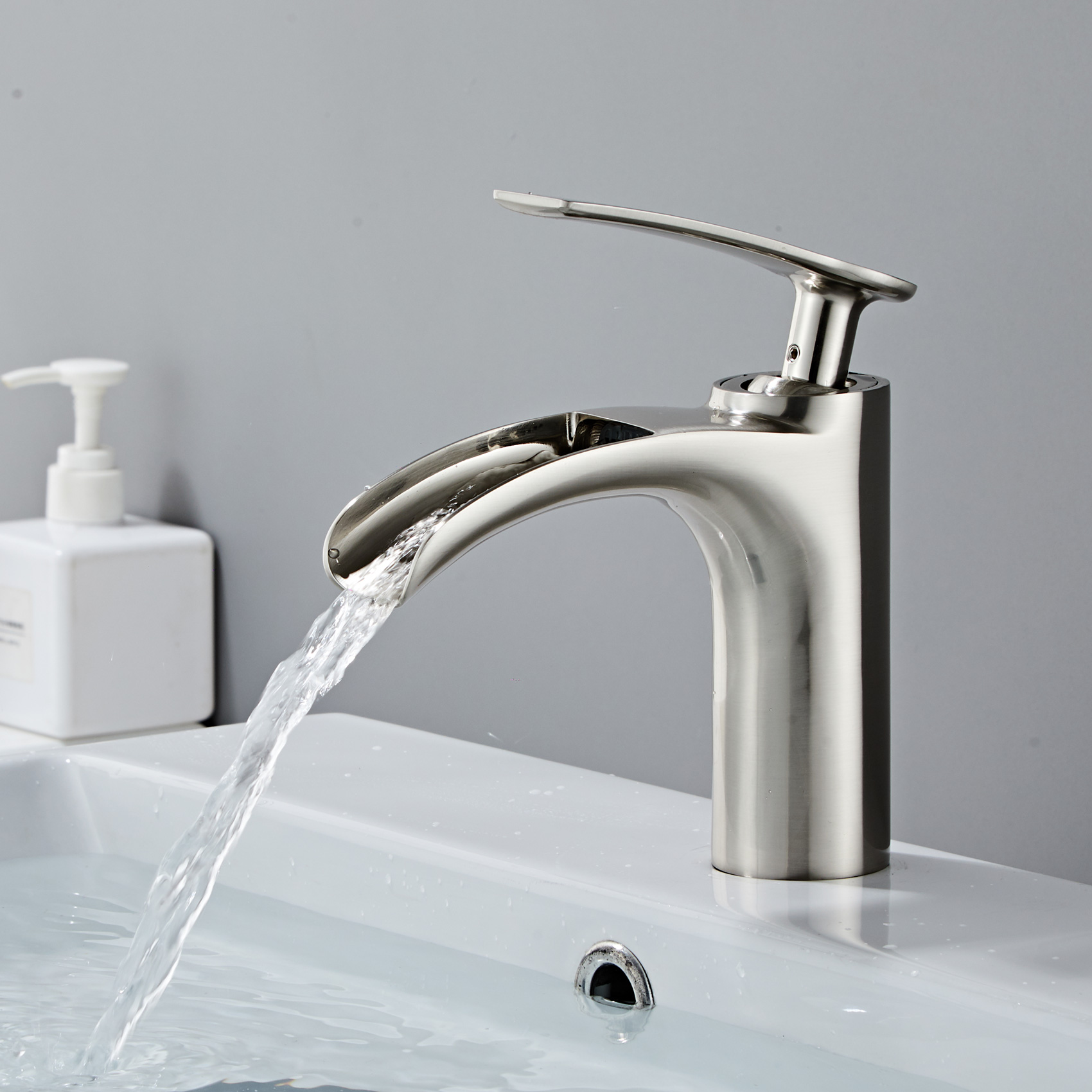 Wovier Waterfall Bathroom Sink Faucet,Single Handle Single Hole Faucet- W8252-2