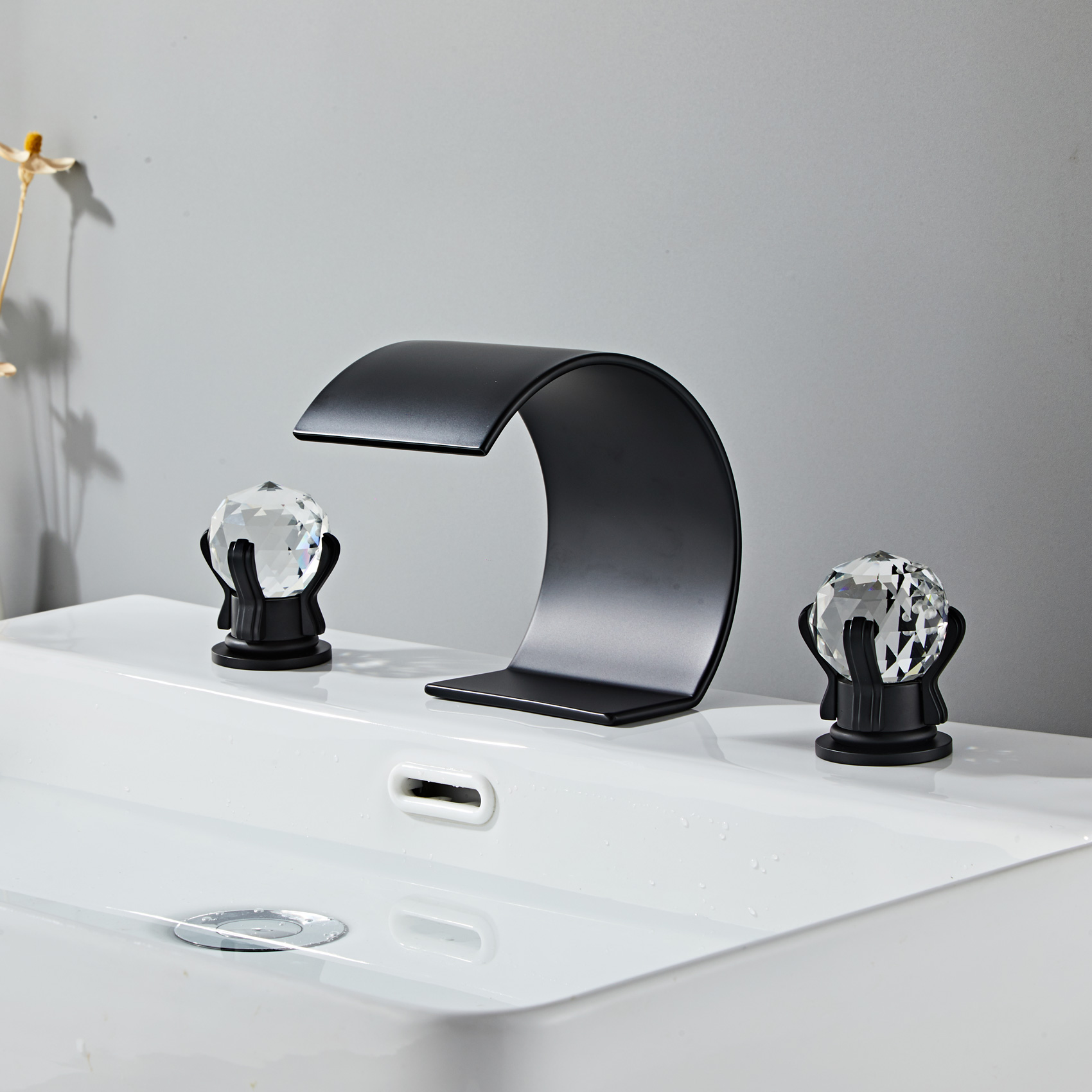 Wovier Widespread Faucet,Three Handle Two Hole Bathroom sink Faucet-W8429-7