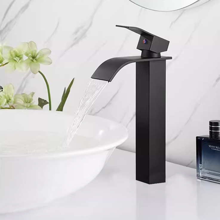 Wovier Waterfall Vessel Faucet, Single Handle Single Hole Bathroom Faucet - w8227-01