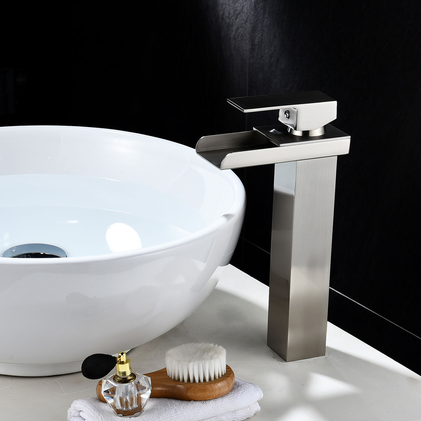 Wovier Waterfall Vessel Faucet, Single Handle Single Hole Bathroom Faucet - w8229-8