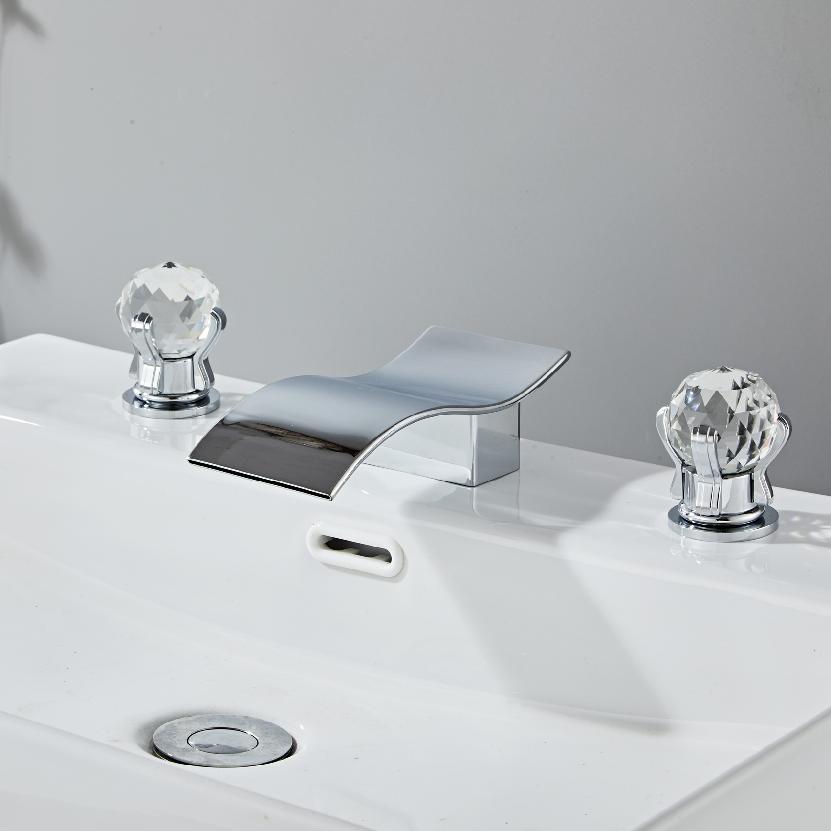 Wovier Widespread Faucet,Three Handle Two Hole Bathroom sink Faucet-W8434-06