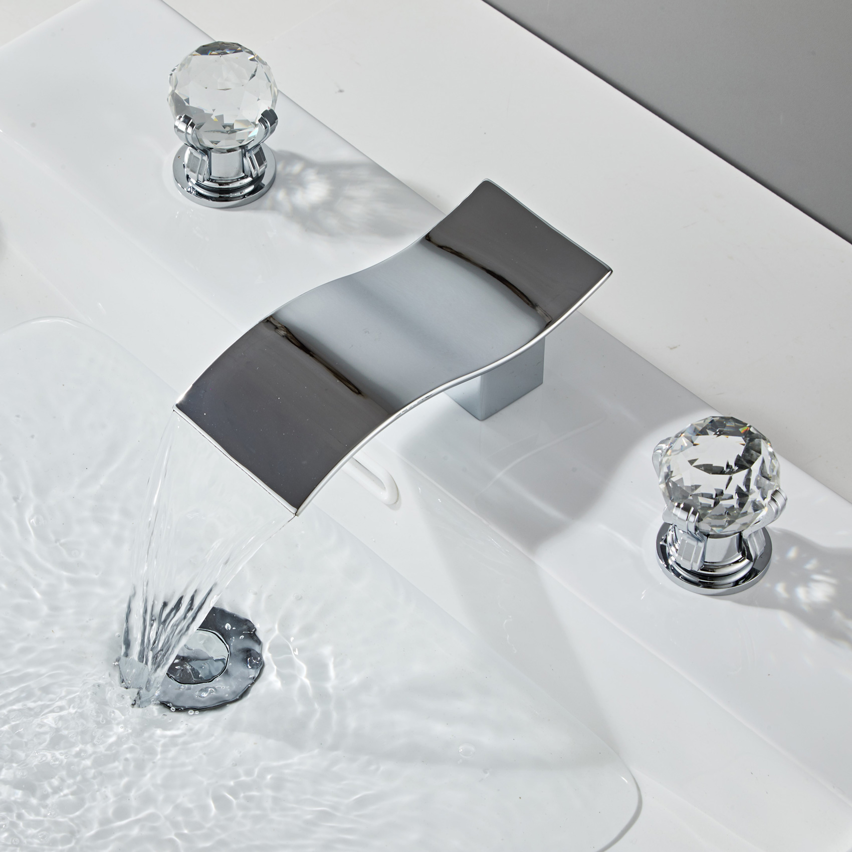 Wovier Widespread Faucet,Three Handle Two Hole Bathroom sink Faucet-W8434-13