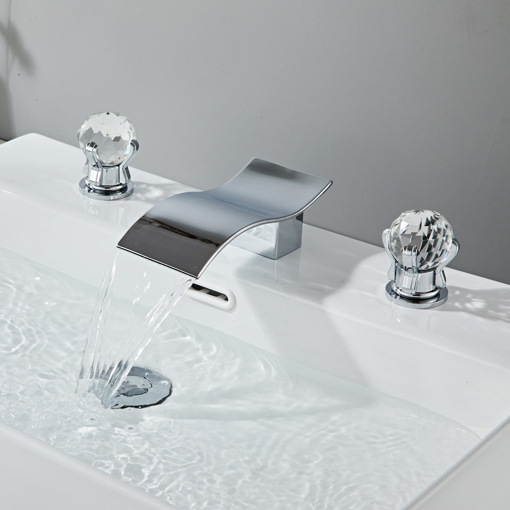 Wovier Widespread Faucet,Three Handle Two Hole Bathroom sink Faucet-W8434-11