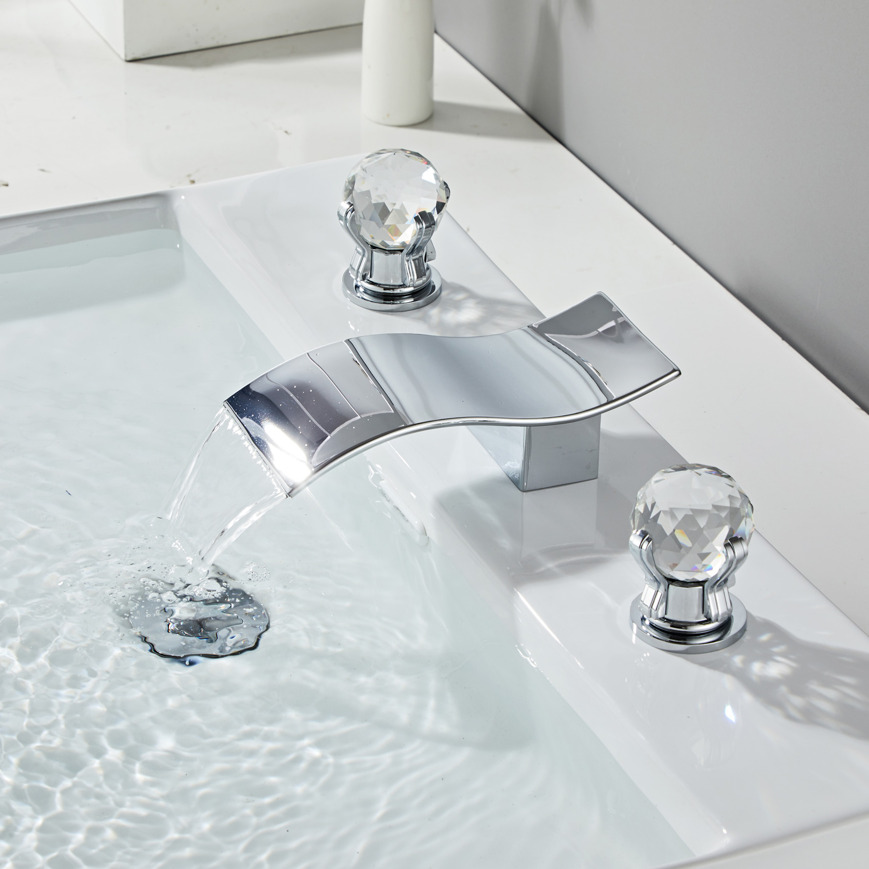 Wovier Widespread Faucet,Three Handle Two Hole Bathroom sink Faucet-W8434-12