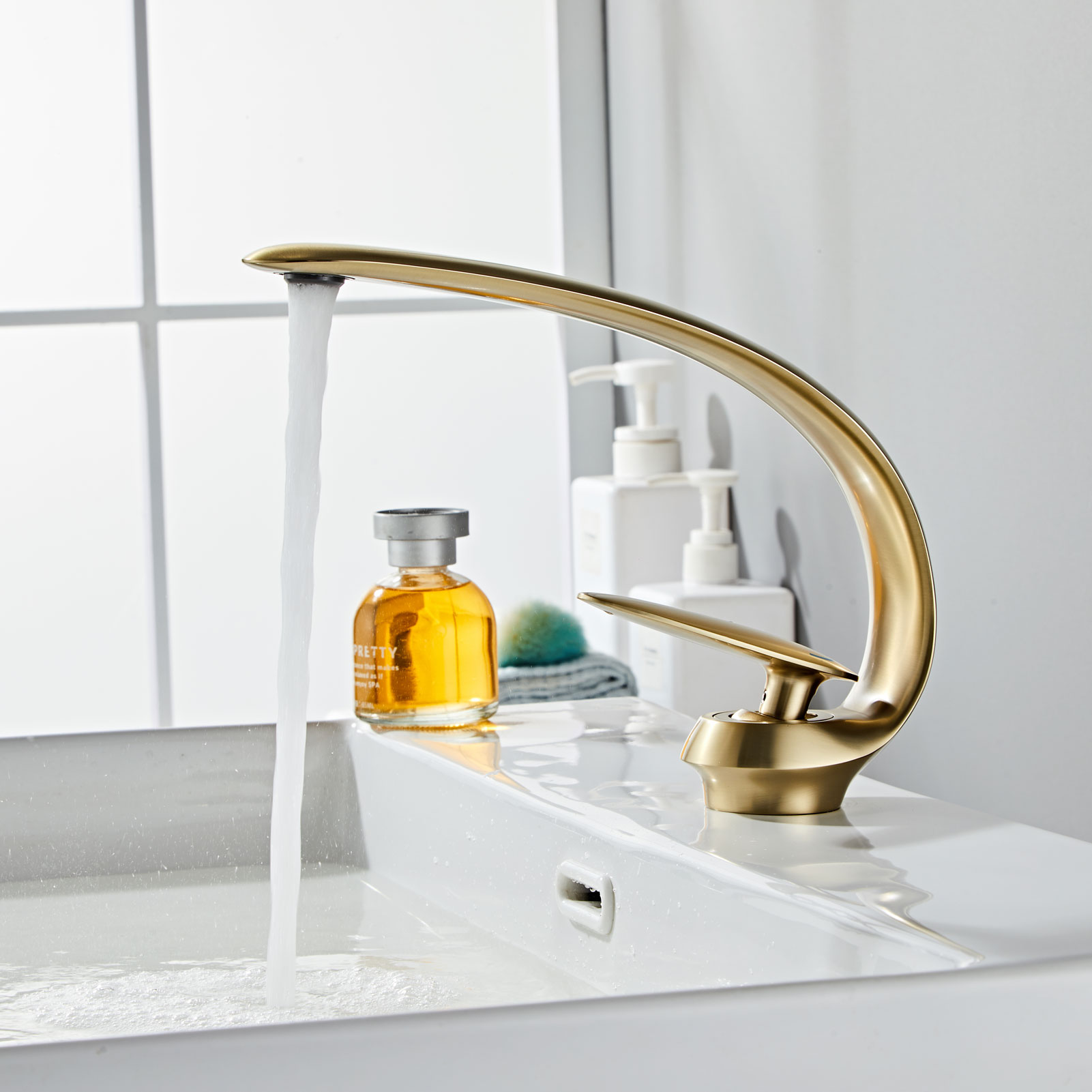Wovier Bathroom Sink Faucet with Supply Hose,Single Handle Single Hole Lavatory Faucet W8349-1