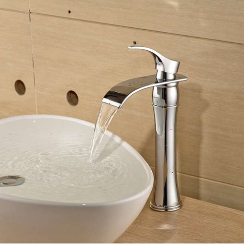 Wovier Waterfall Vessel Faucet, Single Handle Single Hole Bathroom Faucet - w8241-2