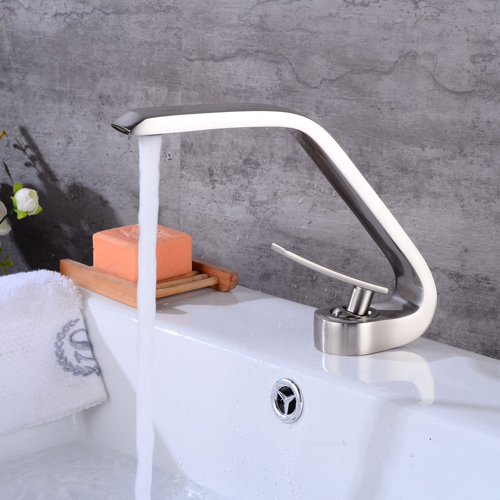 Wovier Bathroom Sink Faucet with Supply Hose,Single Handle Single Hole Lavatory Faucet W8348-2