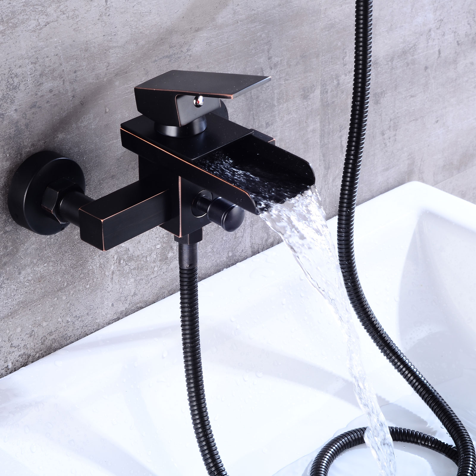 Wovier Waterfall Wall Mounted Waterfall Tub Filler with Hand Shower W8805
