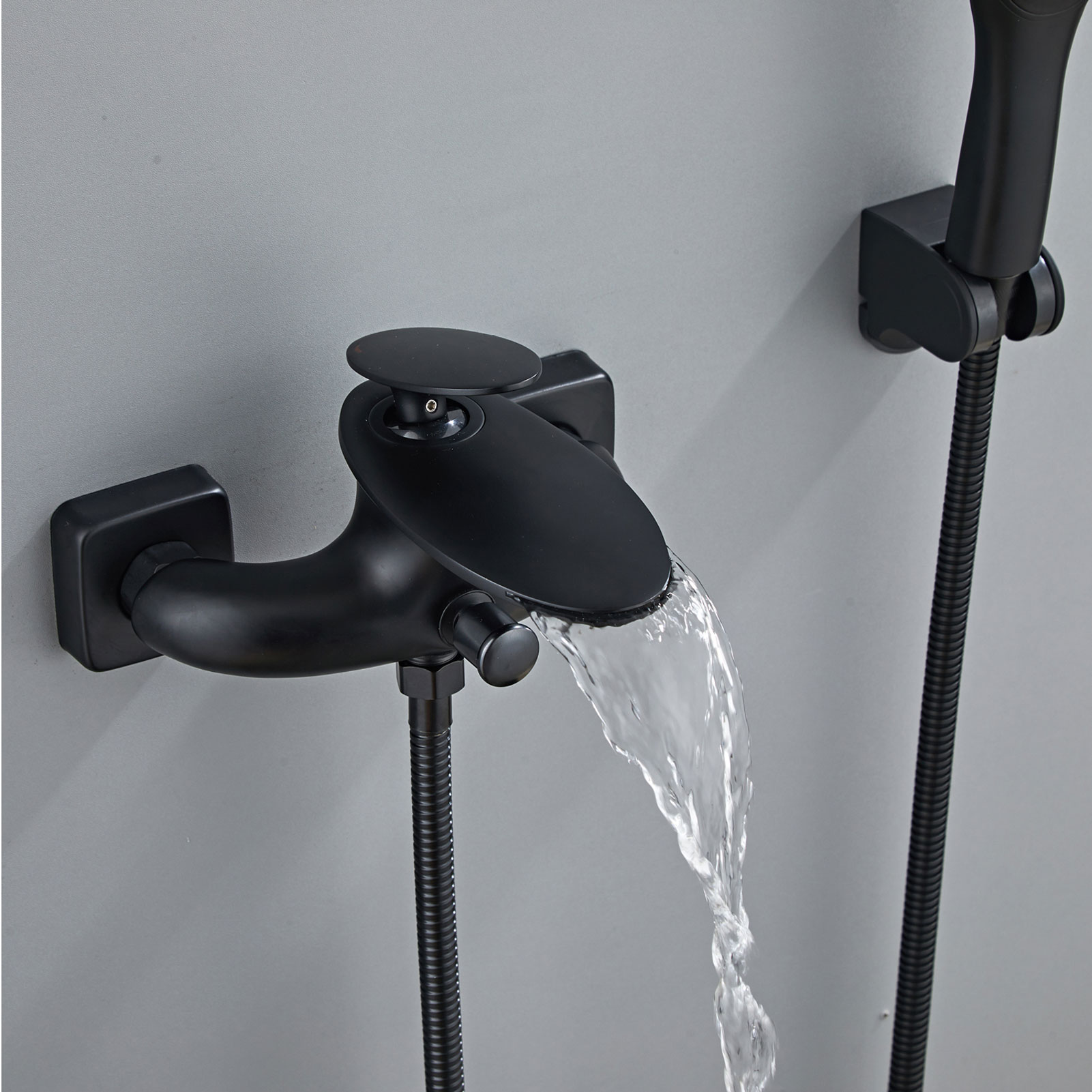 Wovier Waterfall Wall Mounted Waterfall Tub Filler with Hand Shower W8723