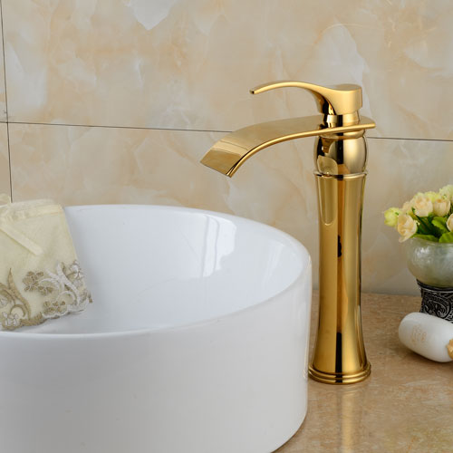 Wovier Waterfall Vessel Faucet, Single Handle Single Hole Bathroom Faucet - w8241-16