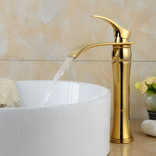 Wovier Waterfall Vessel Faucet, Single Handle Single Hole Bathroom Faucet - w8241-15