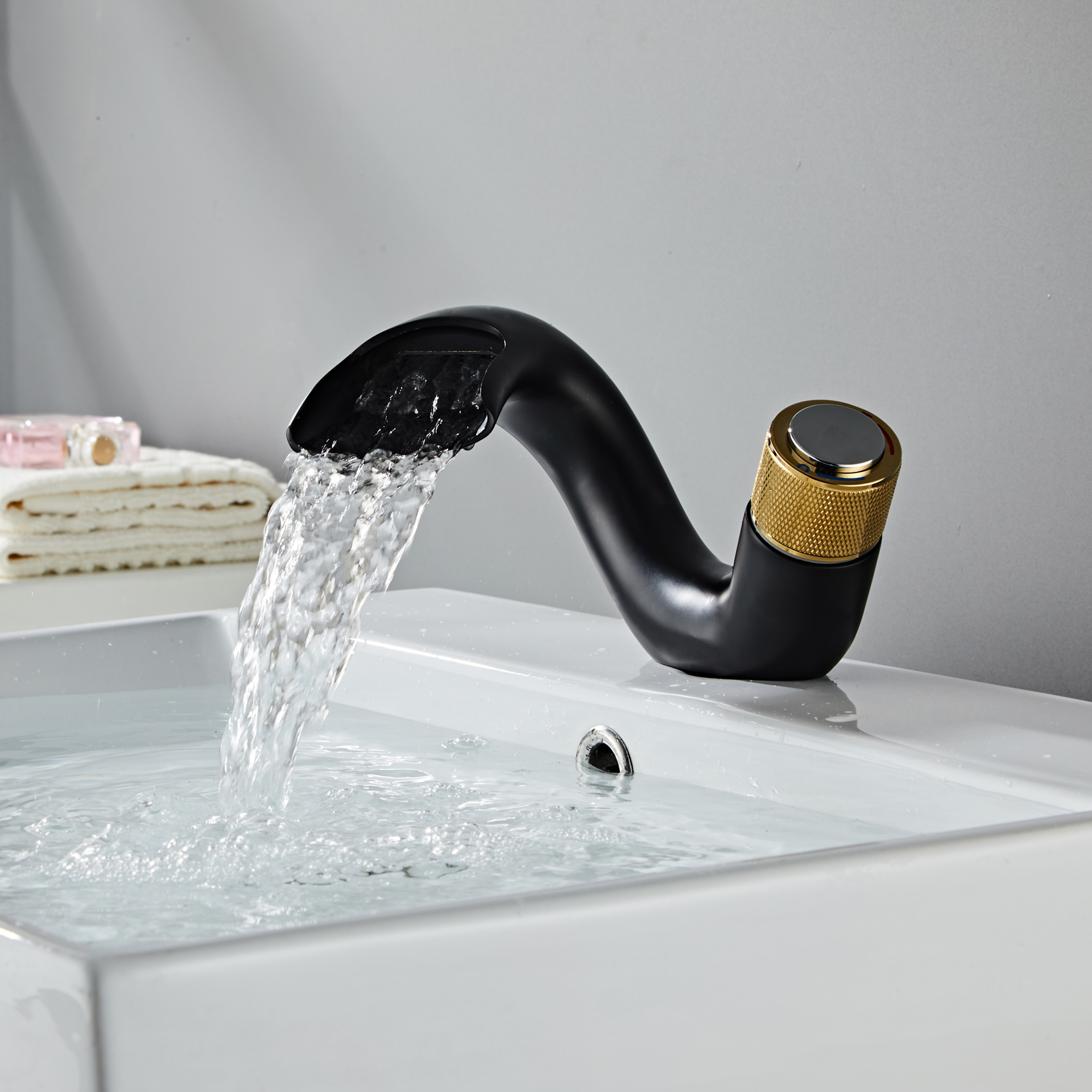 Wovier Waterfall Bathroom Sink Faucet,Single Handle Single Hole Faucet-W8210-1