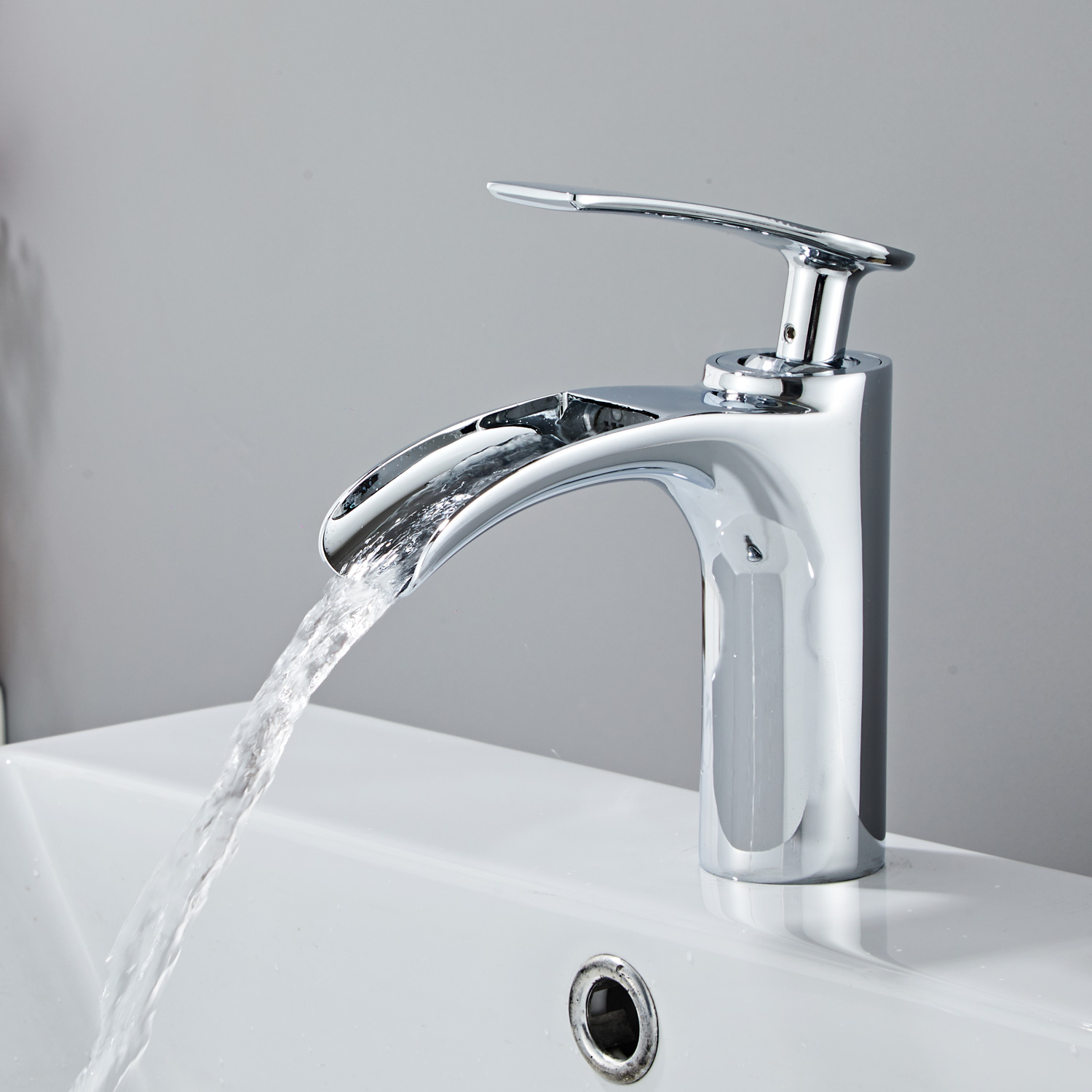 Wovier Waterfall Bathroom Sink Faucet,Single Handle Single Hole Faucet- W8252-3