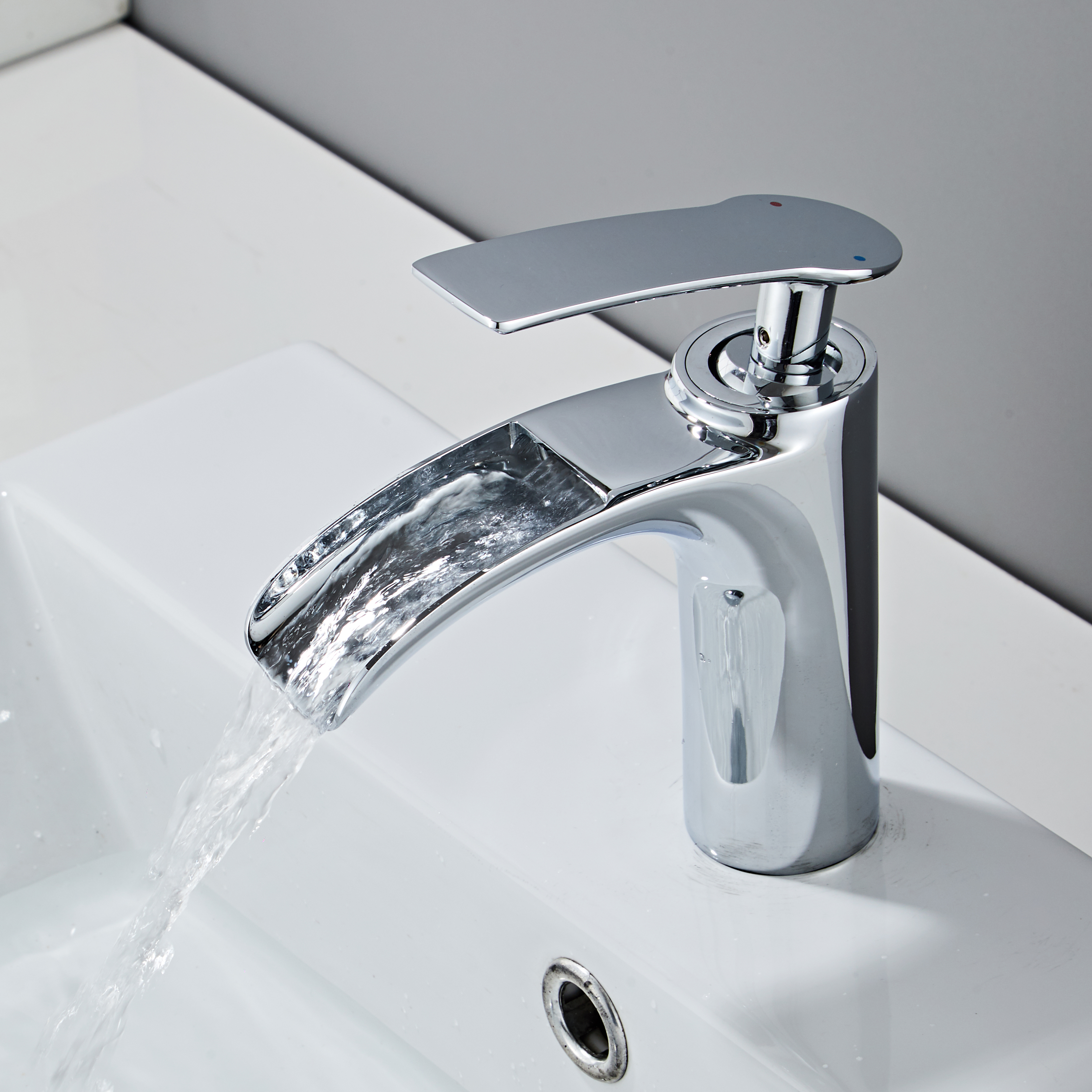 Wovier Waterfall Bathroom Sink Faucet,Single Handle Single Hole Faucet- W8252-16