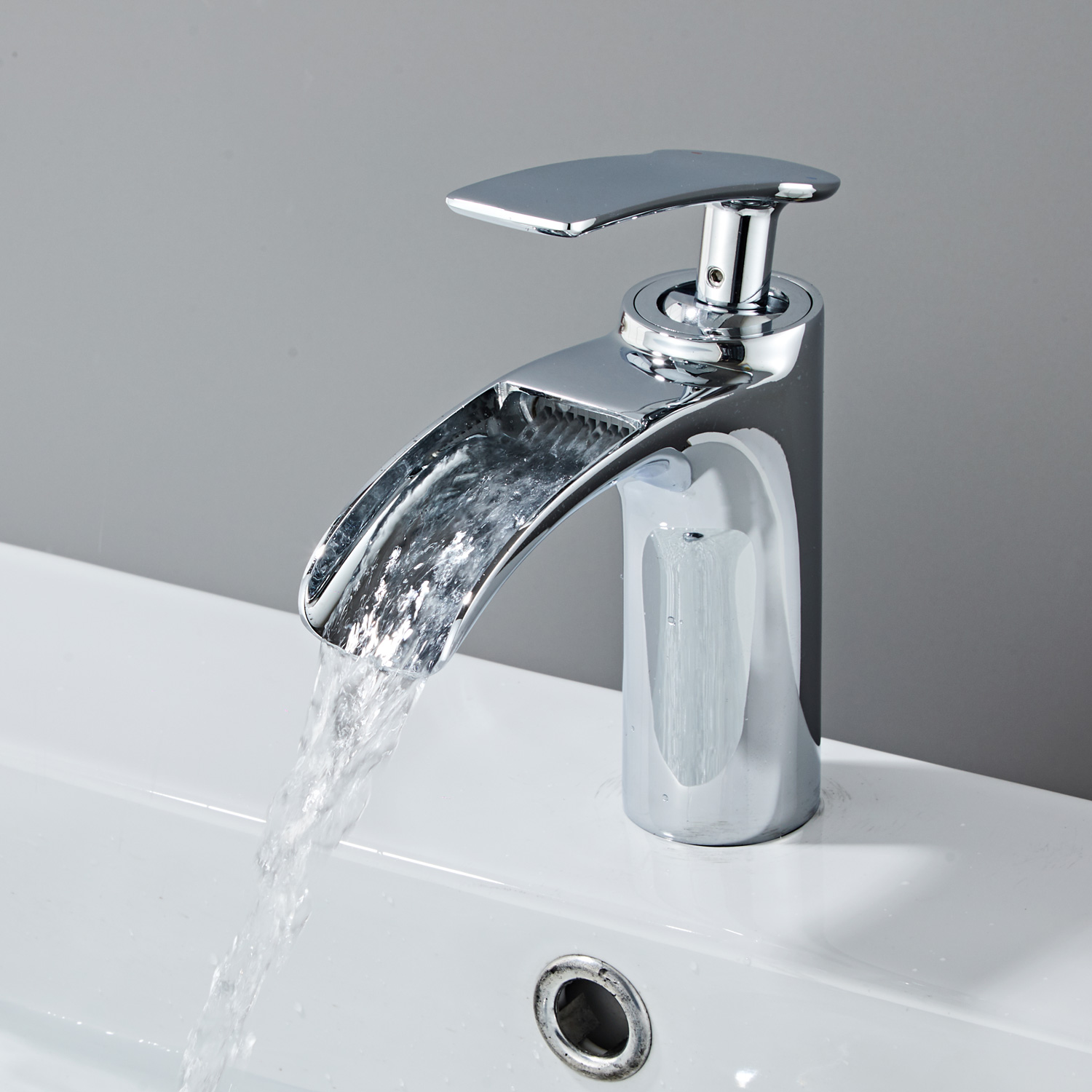 Wovier Waterfall Bathroom Sink Faucet,Single Handle Single Hole Faucet- W8252-15