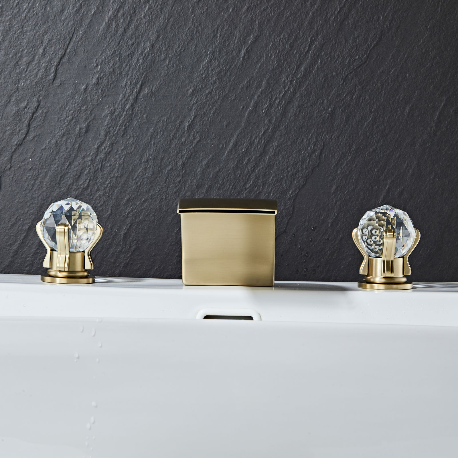 Wovier Widespread Faucet,Three Handle Two Hole Bathroom sink Faucet-W8433-10