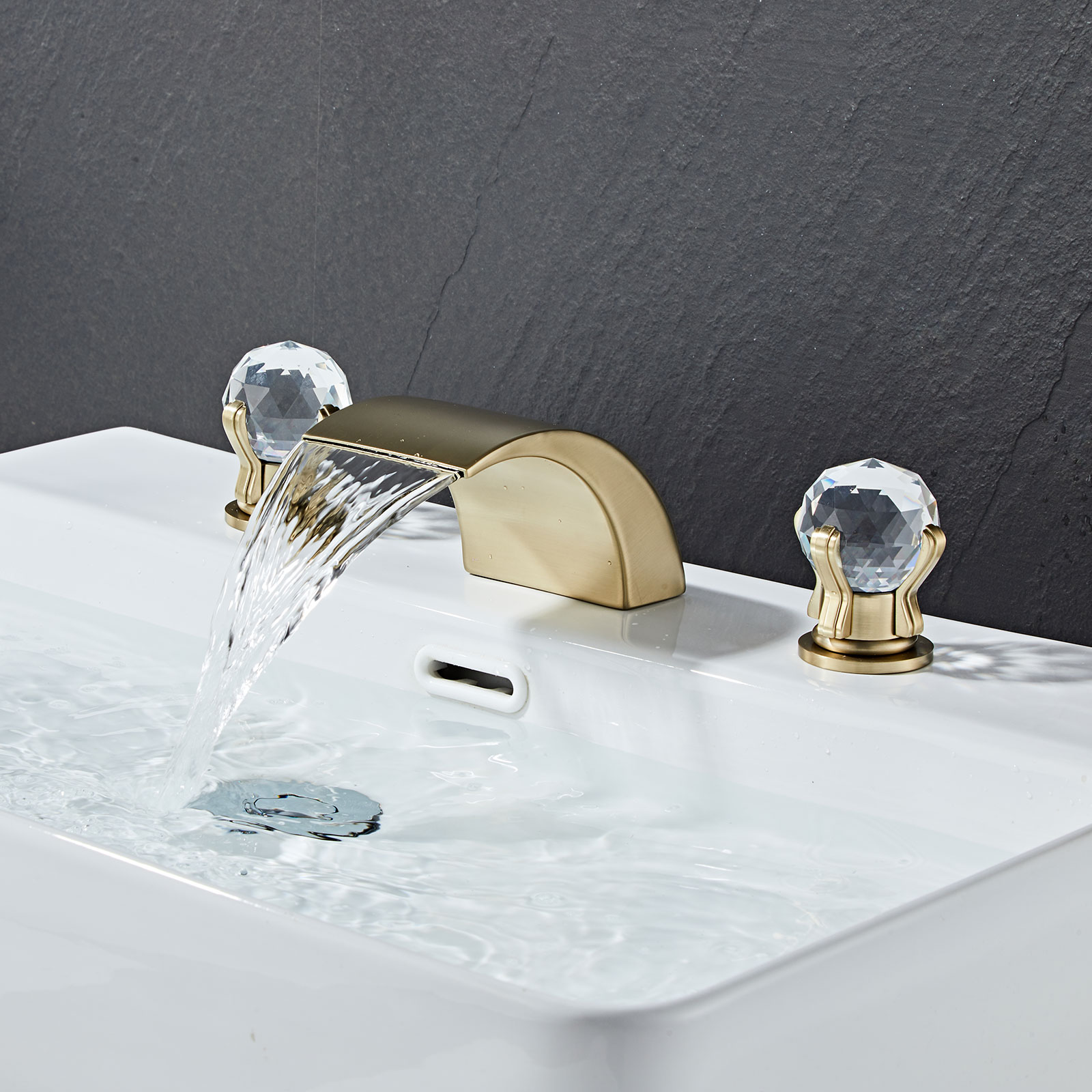 Wovier Widespread Faucet,Three Handle Two Hole Bathroom sink Faucet-W8433-01