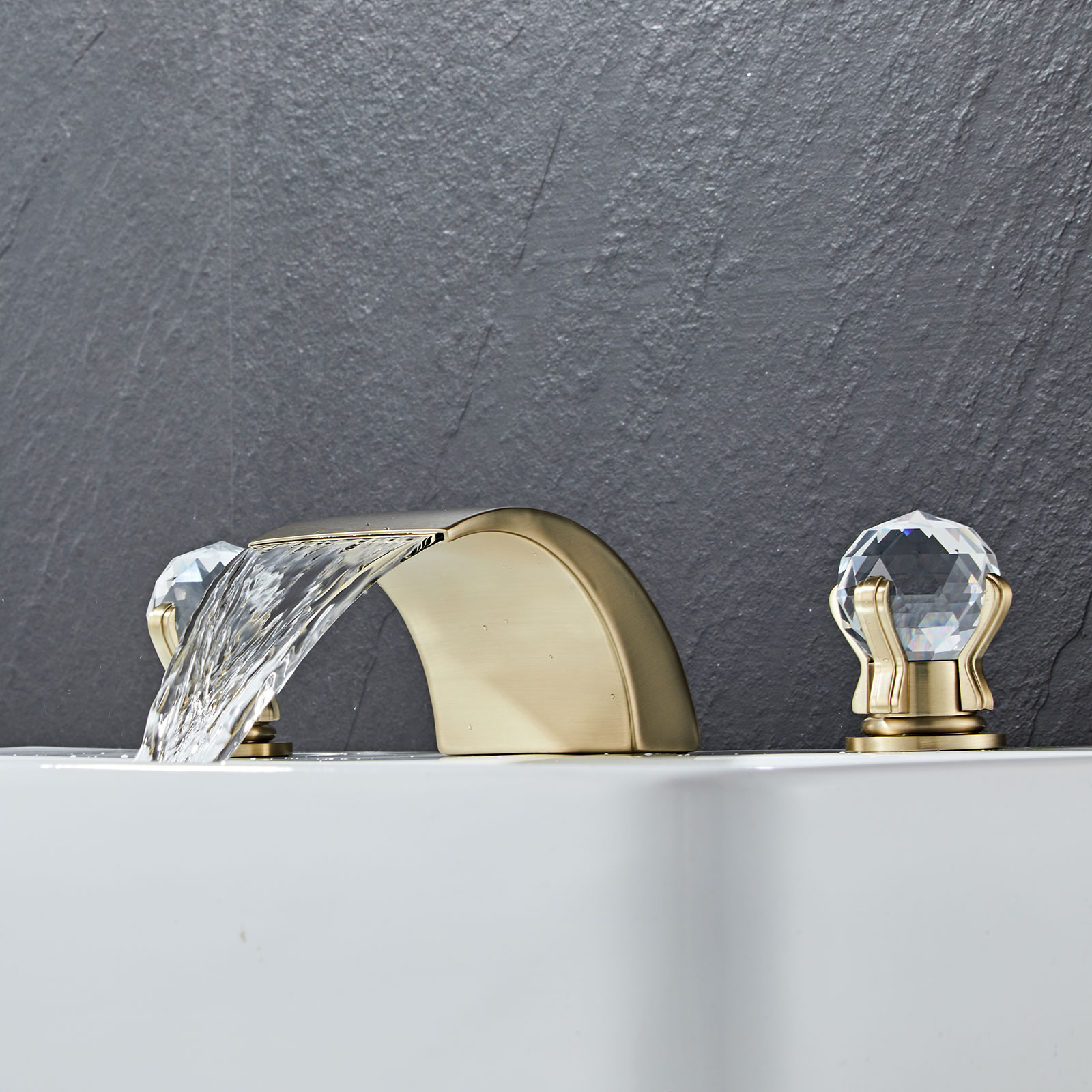 Wovier Widespread Faucet,Three Handle Two Hole Bathroom sink Faucet-W8433-9