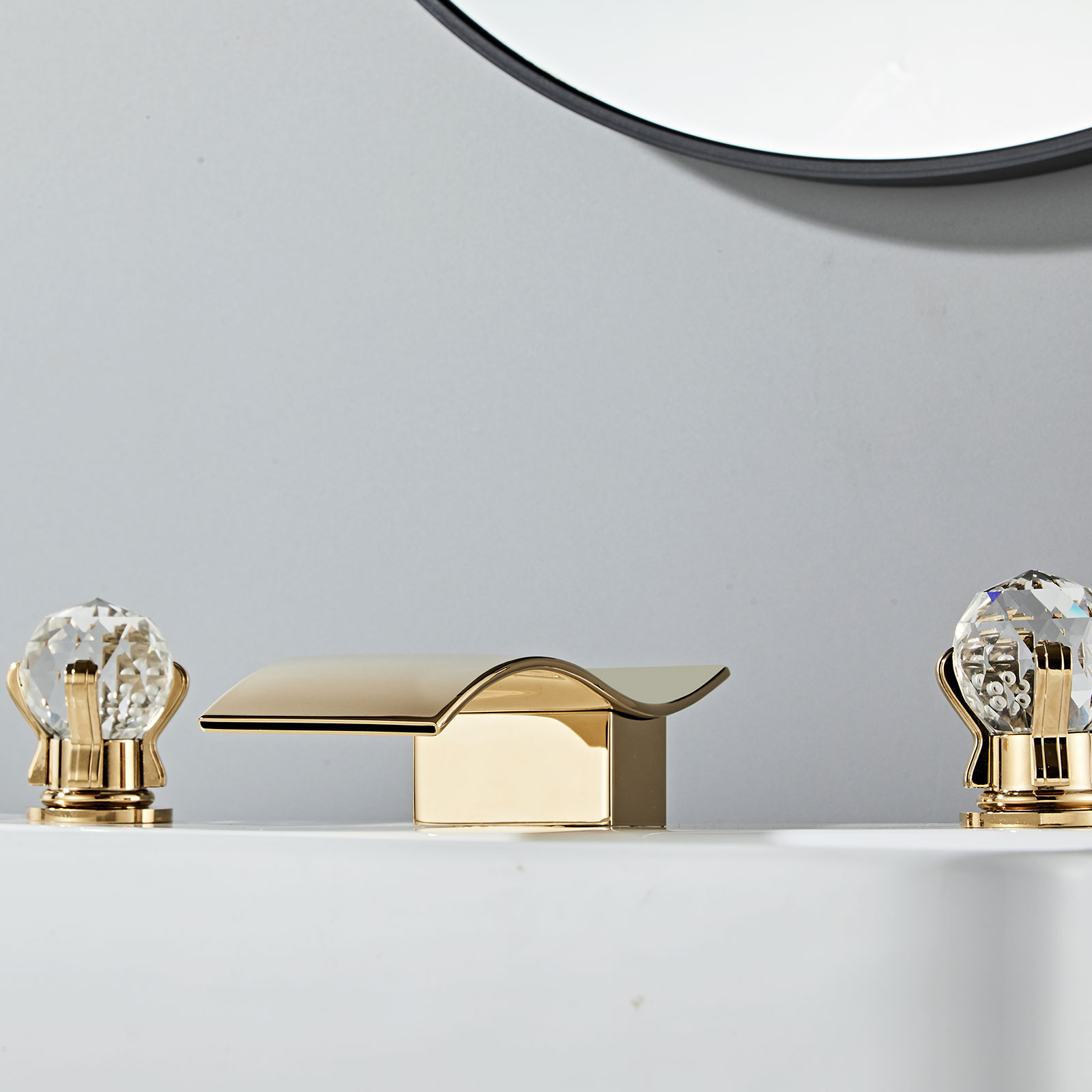 Wovier Widespread Faucet,Three Handle Two Hole Bathroom sink Faucet-W8434-15