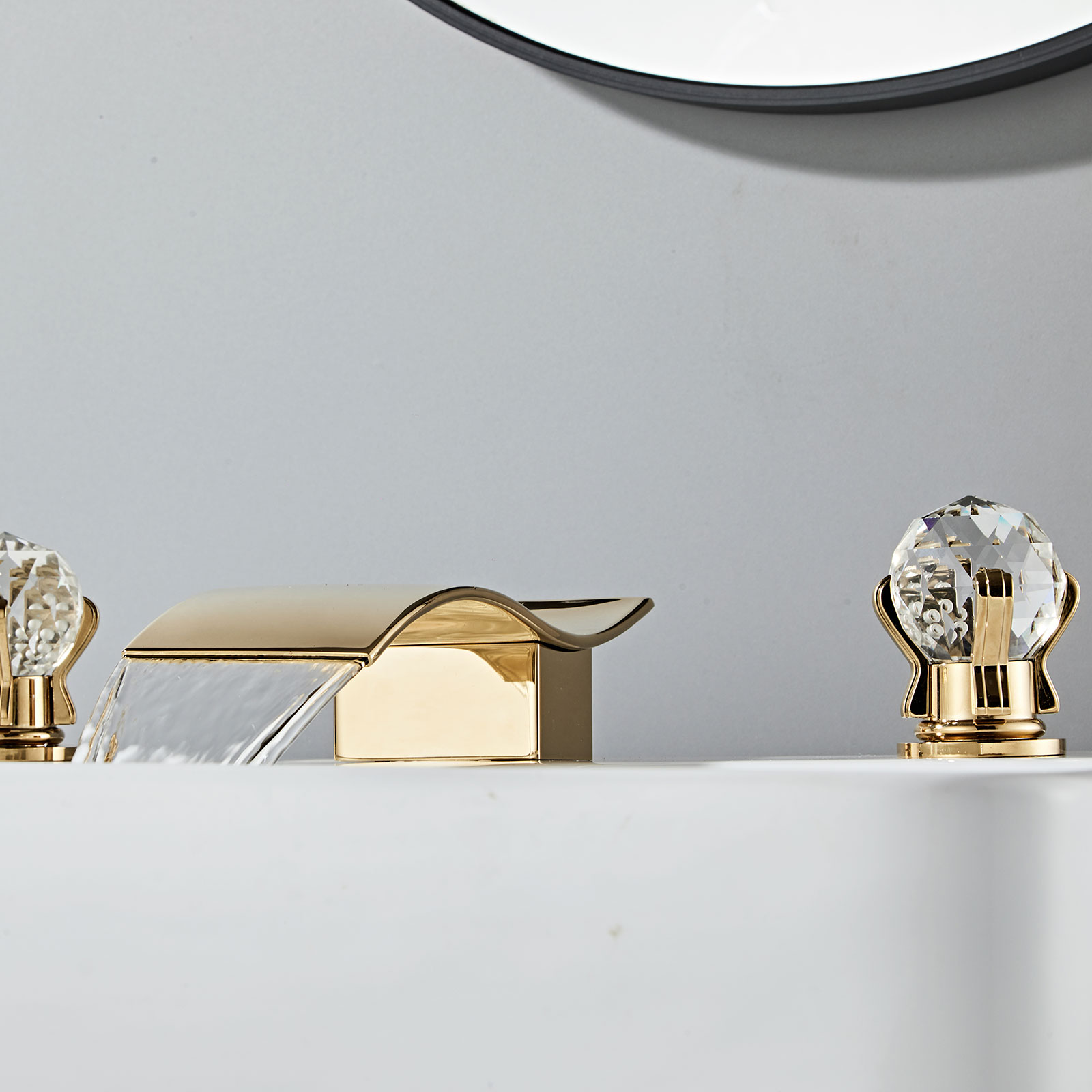 Wovier Widespread Faucet,Three Handle Two Hole Bathroom sink Faucet-W8434-17