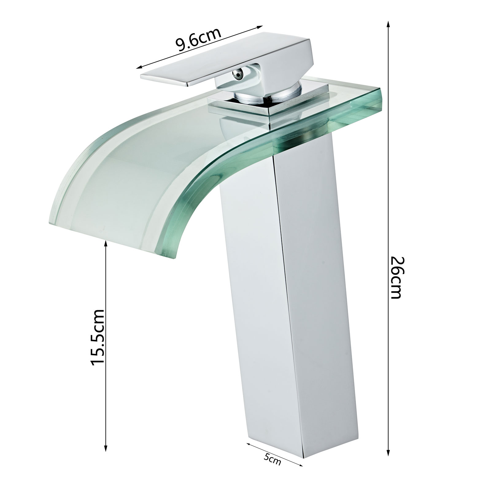 Wovier Waterfall Vessel Faucet, Single Handle Single Hole glass Bathroom Faucet - w8108-9