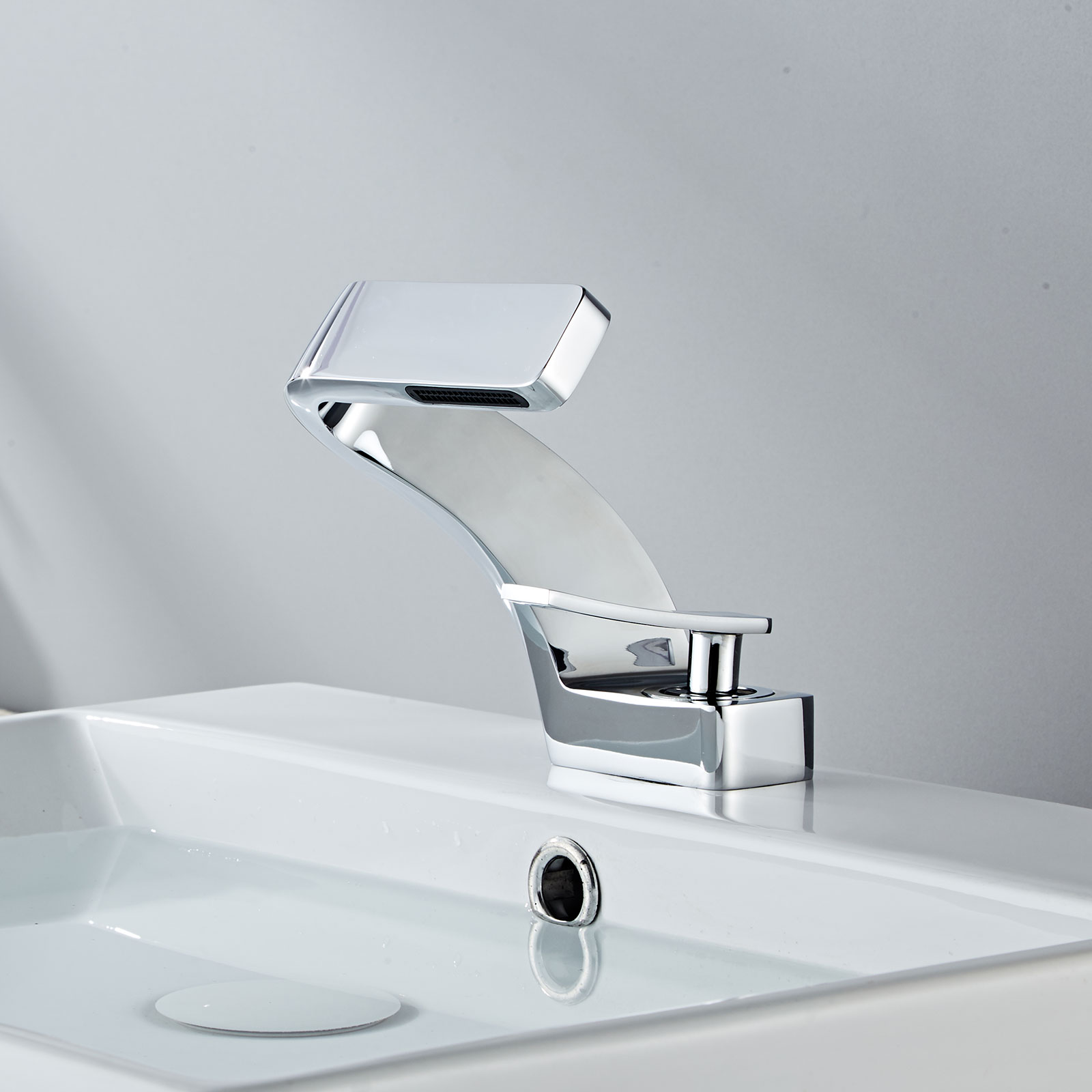 Wovier Waterfall Bathroom Sink Faucet,Single Handle Single Hole Faucet-W8351-9