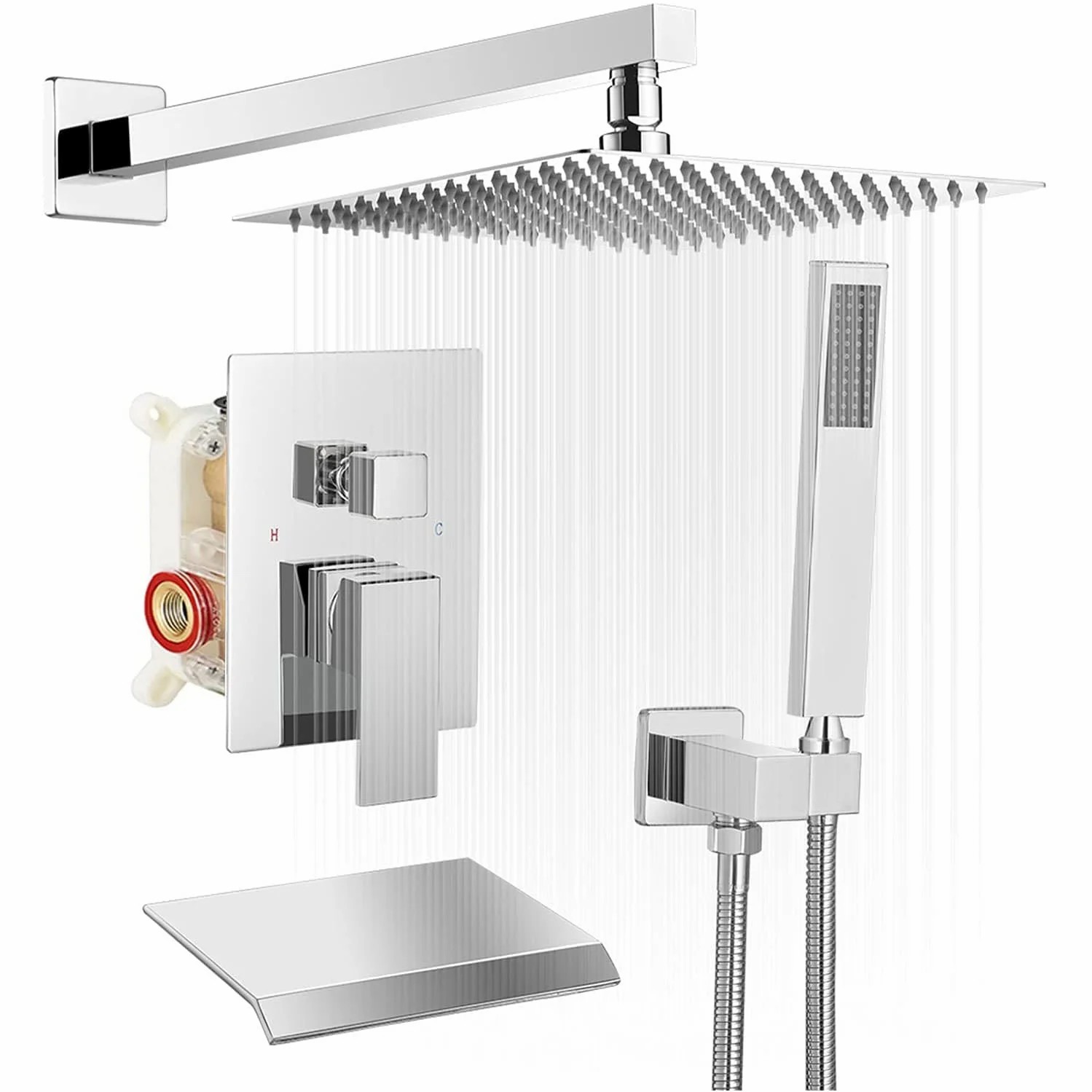 Wovier Shower System Rain Shower Handheld Sprayer with Shower Hose - W8804-9