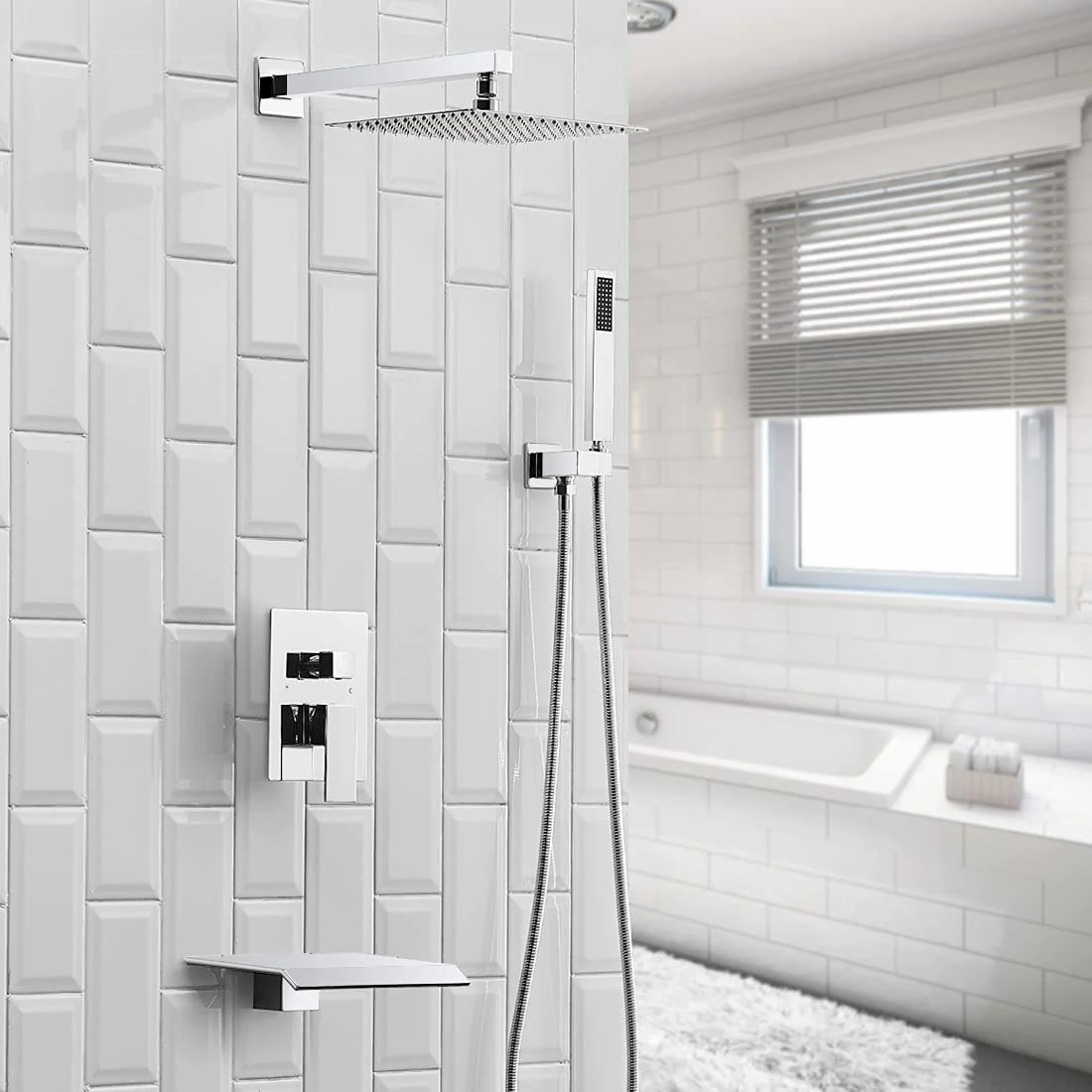 Wovier Shower System Rain Shower Handheld Sprayer with Shower Hose - W8804-12