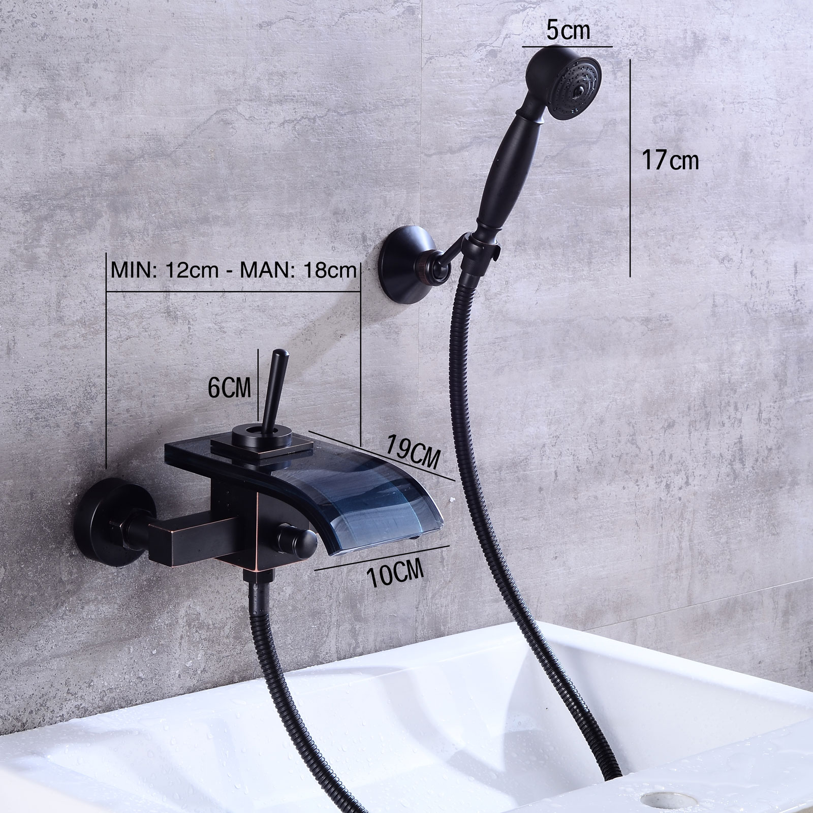 Wovier Waterfall Wall Mounted Waterfall Glass Tub Filler with Hand Shower W8708