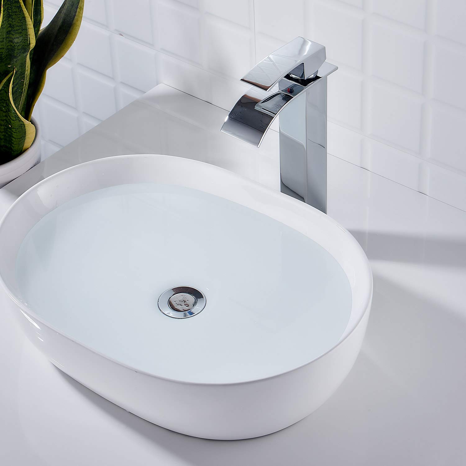 Wovier Bathroom Faucet with Supply Hose,Single Handle Single Hole Vessel Faucet W8227-17