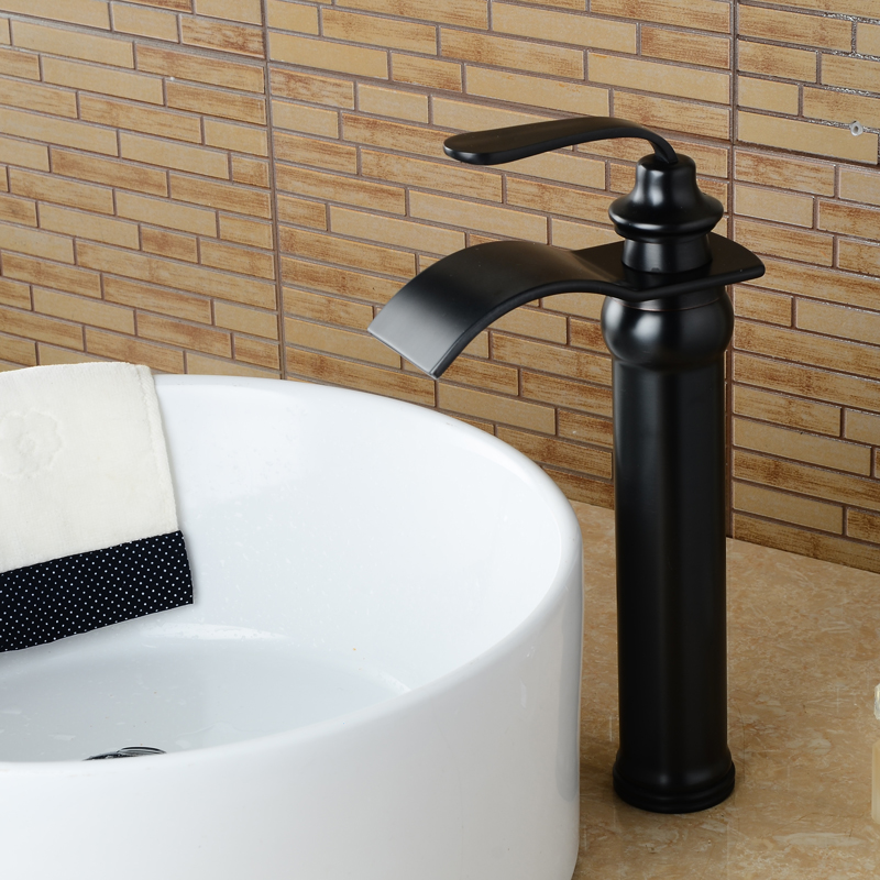 Wovier Waterfall Vessel Faucet with Supply Hose,Single Handle Single Hole Bathroom Faucet W8293