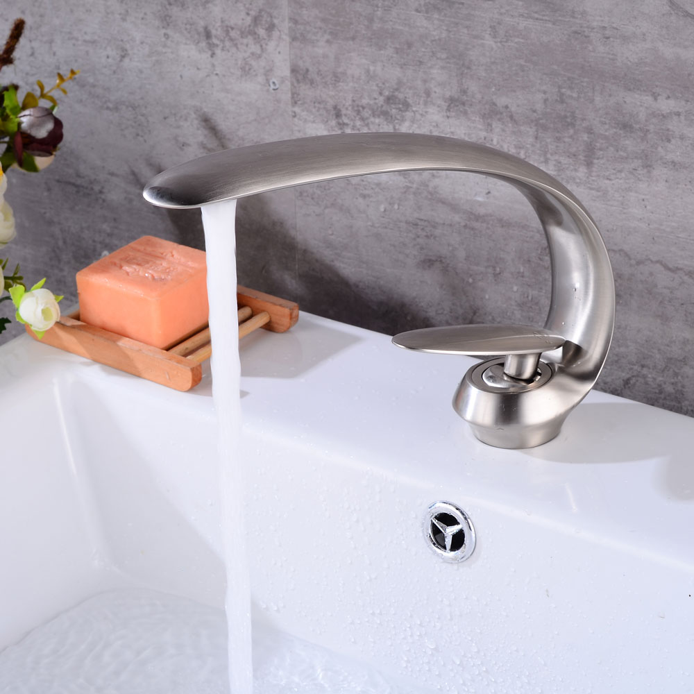 Wovier Bathroom Sink Faucet with Supply Hose,Single Handle Single Hole Lavatory Faucet W8349-7