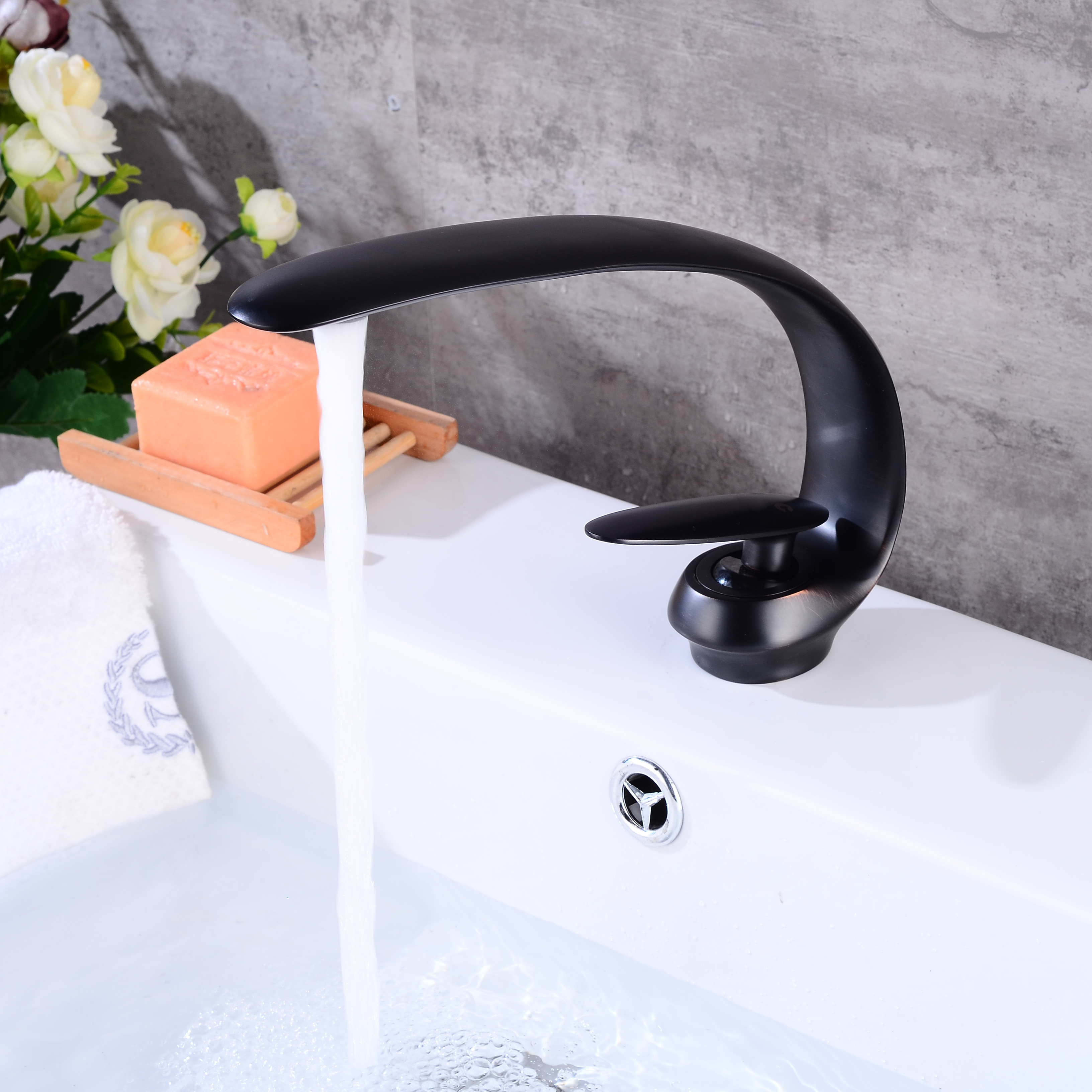 Wovier Bathroom Sink Faucet with Supply Hose,Single Handle Single Hole Lavatory Faucet W8349-23