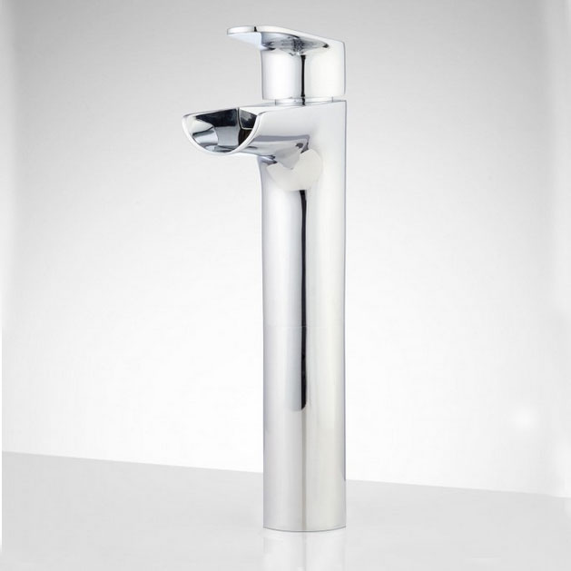 Wovier Waterfall Vessel Faucet with Supply Hose,Single Handle Single Hole Bathroom Faucet W8370-5