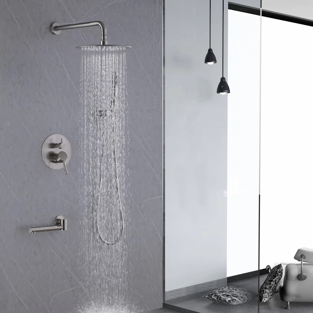 Wovier Shower System Rain Shower Handheld Sprayer with Shower Hose - W8816-3