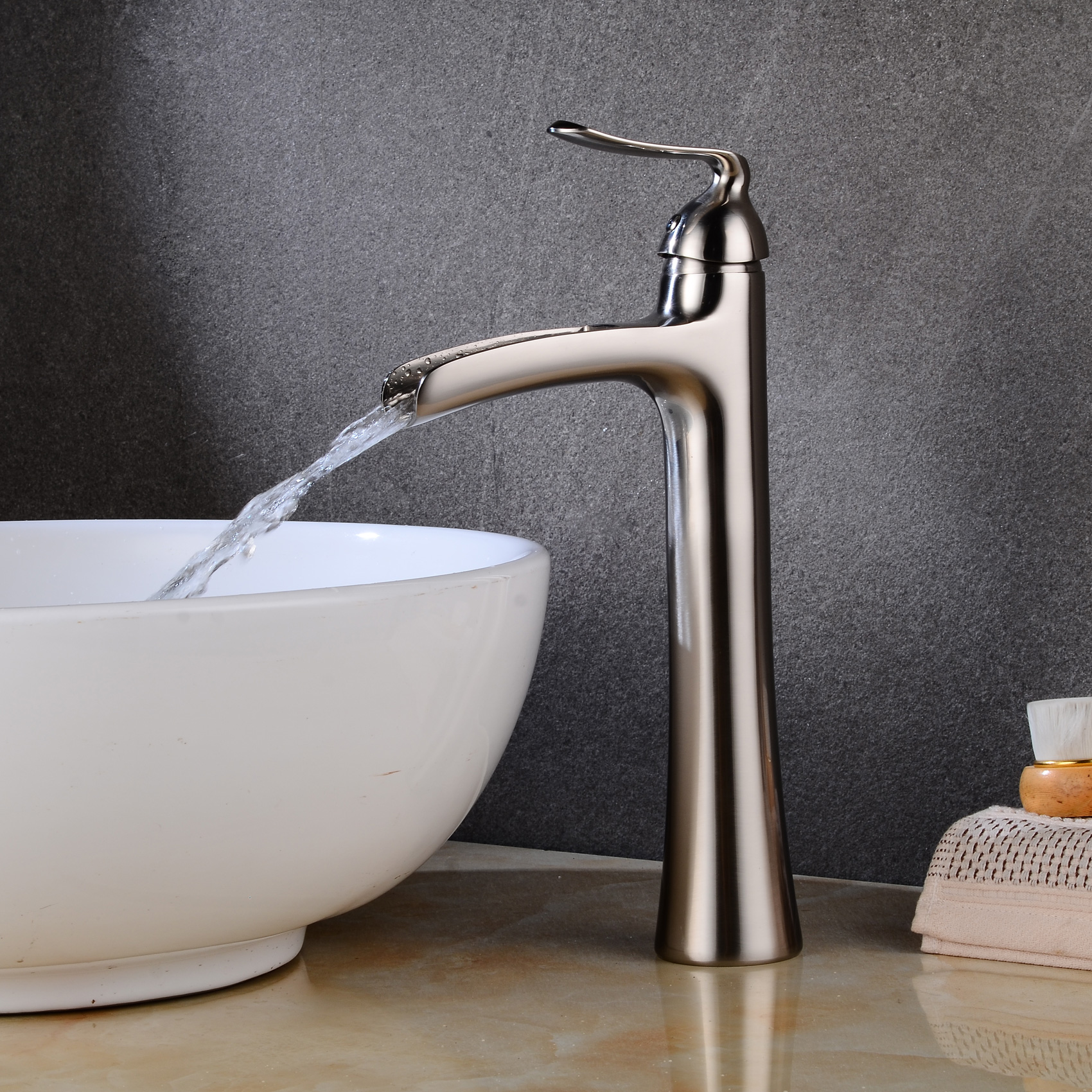 Wovier Waterfall Vessel Faucet, Single Handle Single Hole Bathroom Faucet - w8237-14