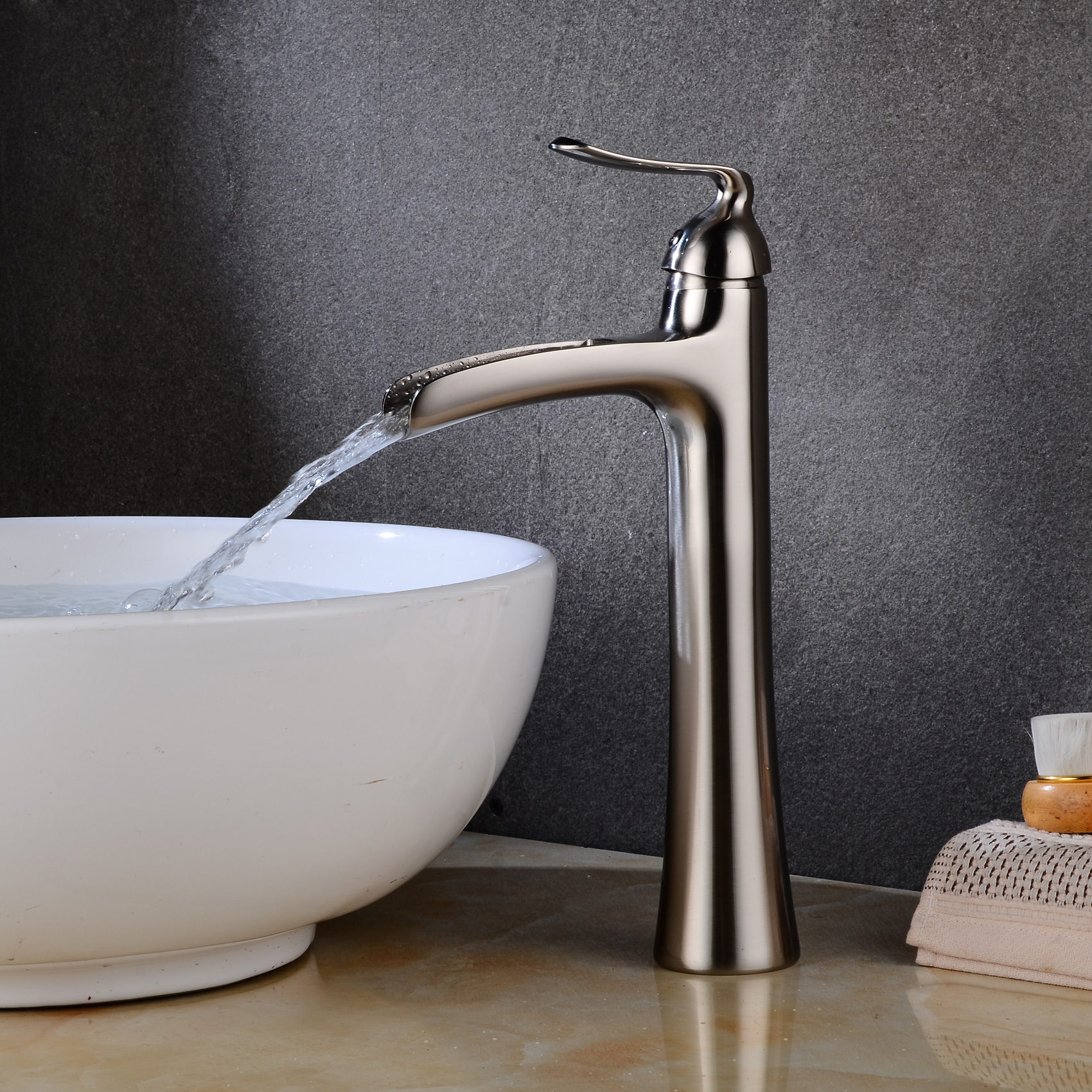 Wovier Waterfall Vessel Faucet, Single Handle Single Hole Bathroom Faucet - w8237-17