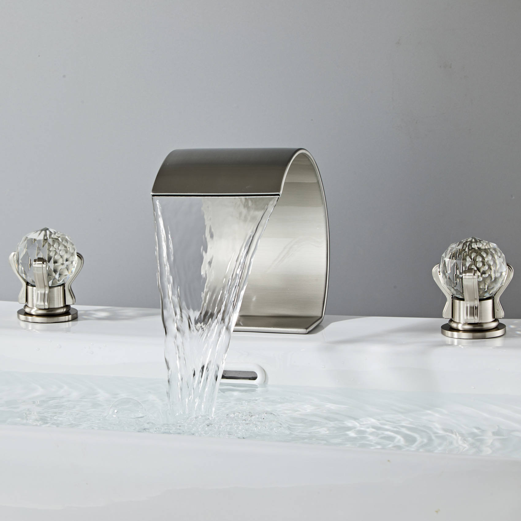 Wovier Widespread Faucet,Three Handle Two Hole Bathroom sink Faucet-W8429-10