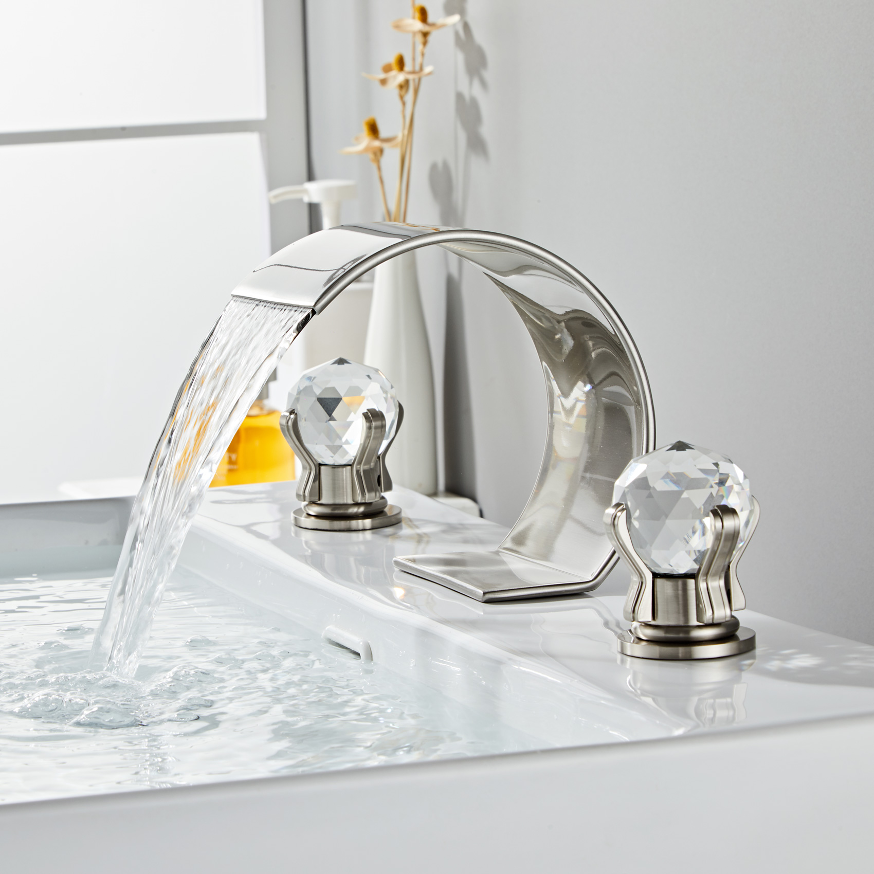 Wovier Widespread Faucet,Three Handle Two Hole Bathroom sink Faucet-W8429-01