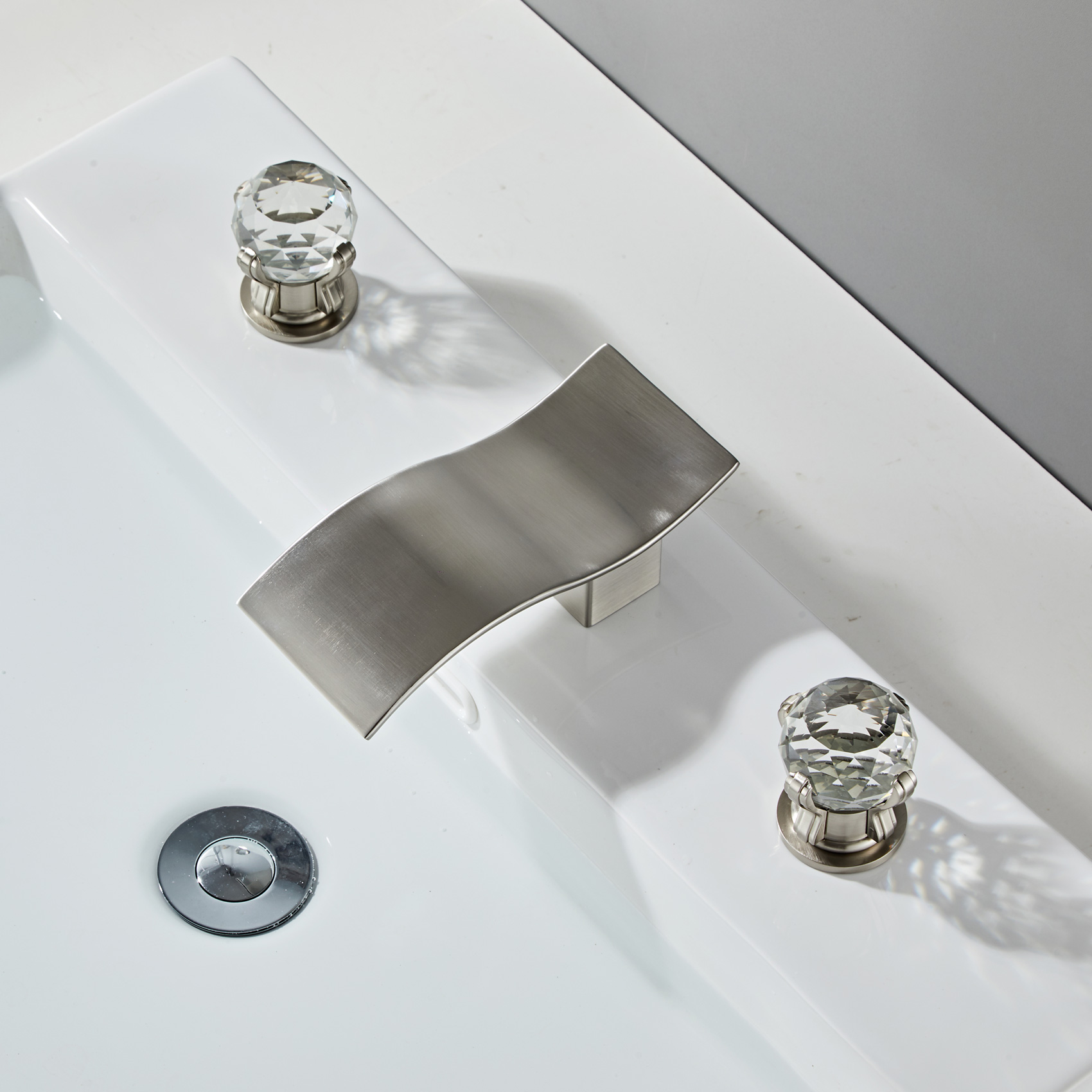 Wovier Widespread Faucet,Three Handle Two Hole Bathroom sink Faucet-W8434-27